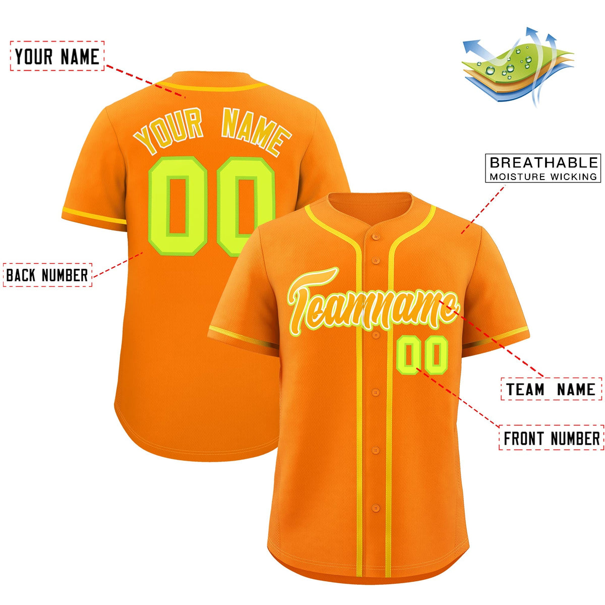 Custom Orange Classic Style Stitched Sports Uniform Personalized For Teams Lightweight Baseball Jersey| KXKSHOP