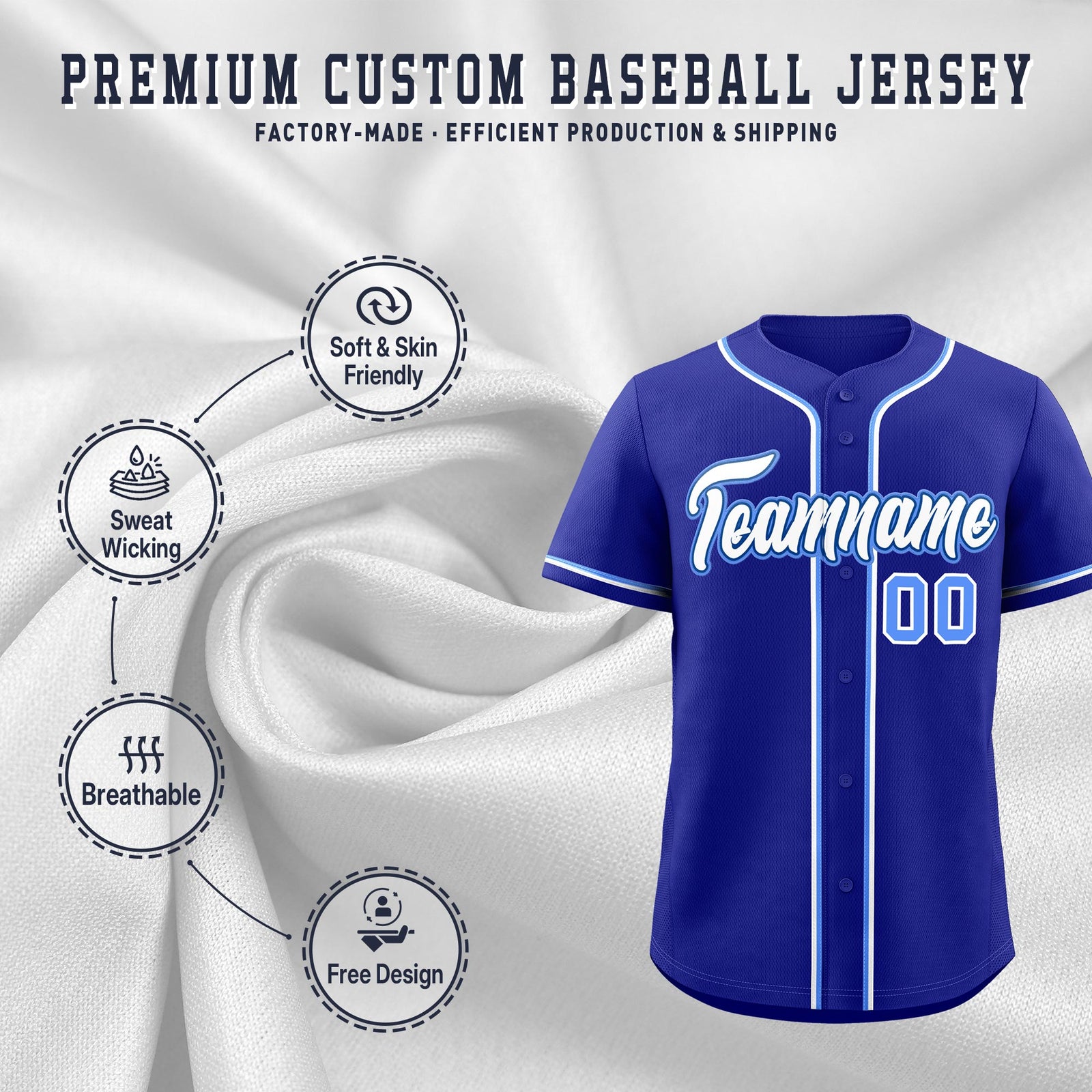Custom Royal Classic Style Stitched Sports Uniform Personalized For Teams Quick Dry Baseball Jersey| KXKSHOP