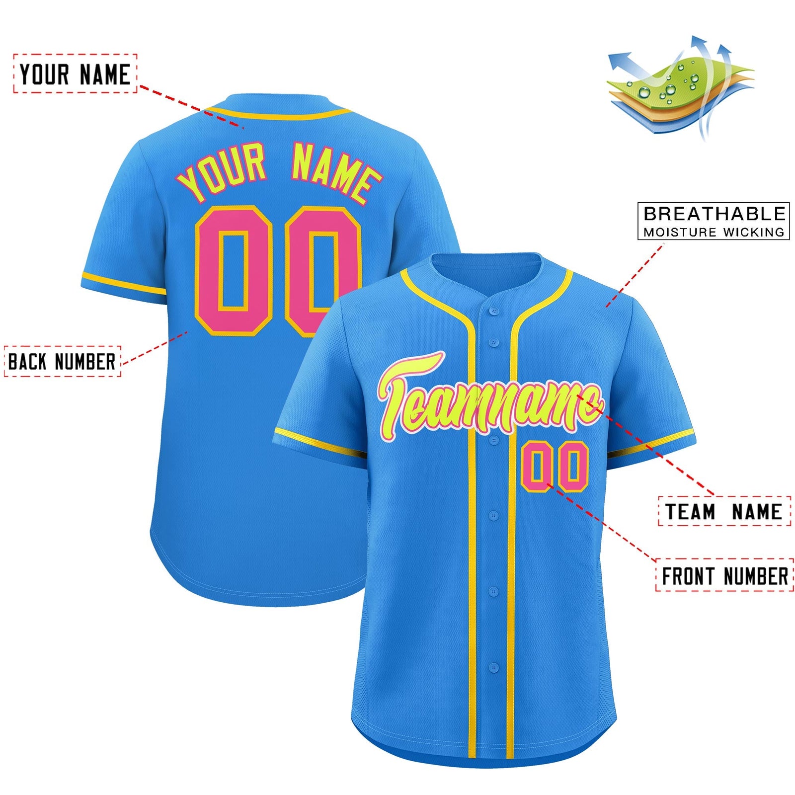 Custom Light Blue Classic Style Stitched Sports Uniform Personalized For Teams Quick Dry Baseball Jersey| KXKSHOP