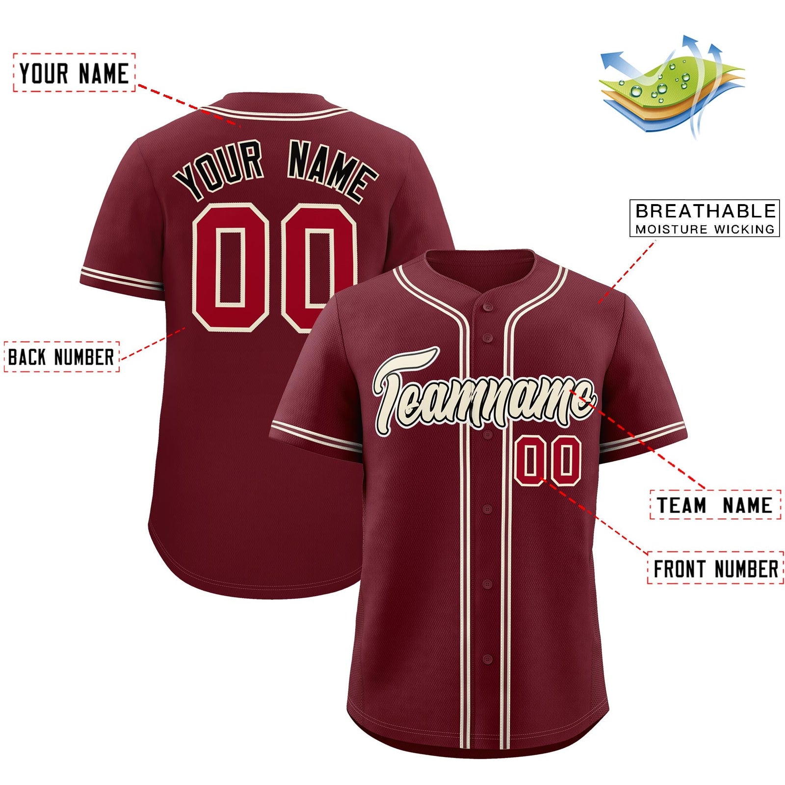 Custom Maroon Classic Style Stitched Sports Uniform Personalized For Teams Quick Dry Baseball Jersey| KXKSHOP