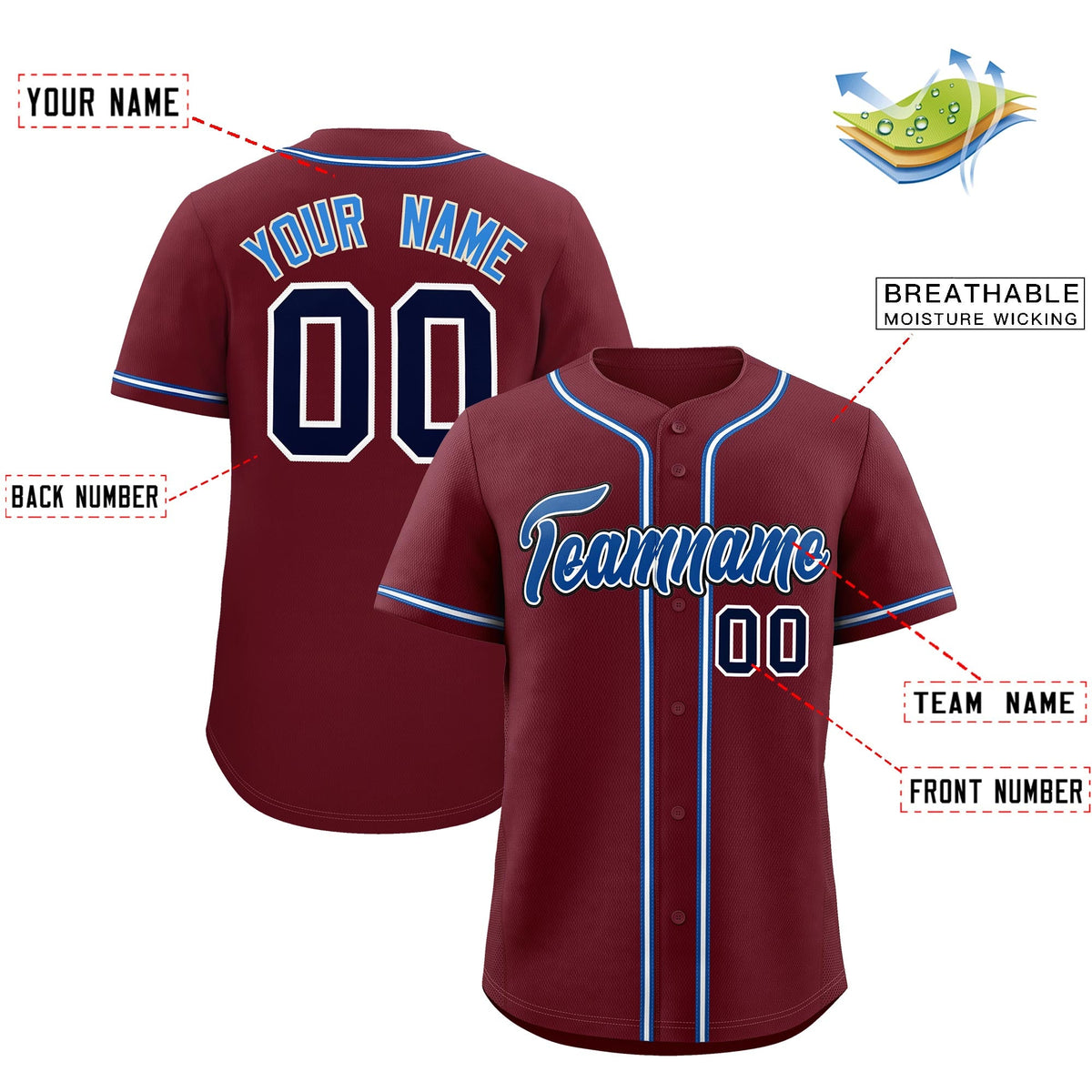 Custom Maroon Classic Style Stitched Sports Uniform Personalized For Teams Lightweight Baseball Jersey| KXKSHOP