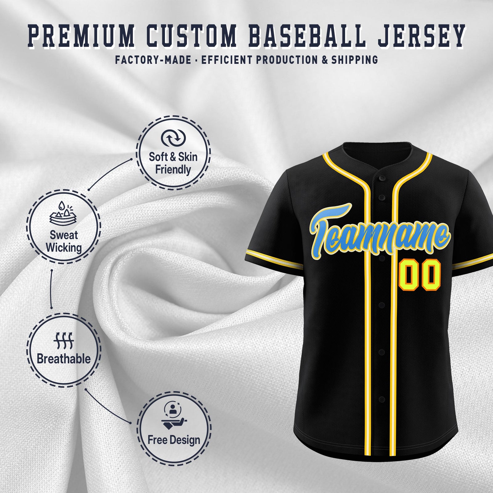 Custom Black Classic Style Stitched Sports Uniform Personalized For Teams Quick Dry Baseball Jersey| KXKSHOP