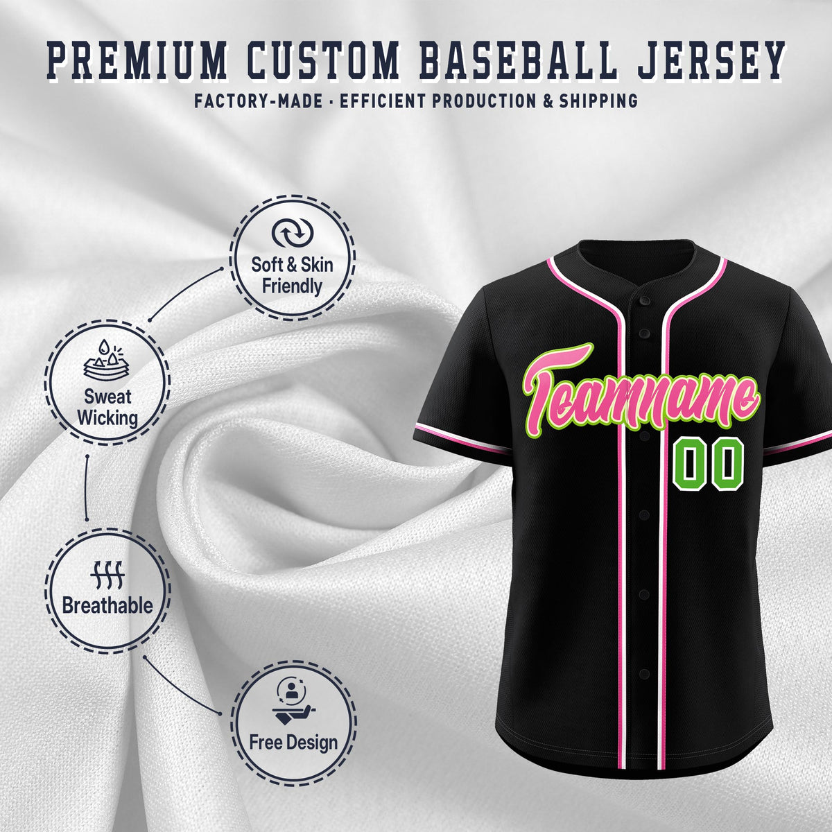 Custom Black Classic Style Stitched Sports Uniform Personalized For Teams Lightweight Baseball Jersey| KXKSHOP