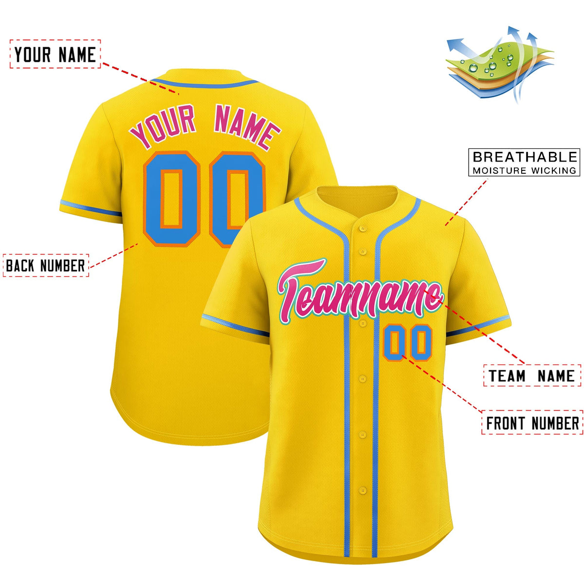 Custom Gold Classic Style Stitched Sports Uniform Personalized For Teams Lightweight Baseball Jersey| KXKSHOP