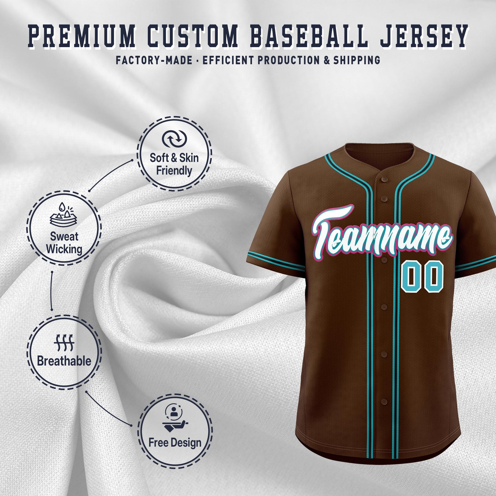 Custom Brown Classic Style Stitched Sports Uniform Personalized For Teams Quick Dry Baseball Jersey| KXKSHOP