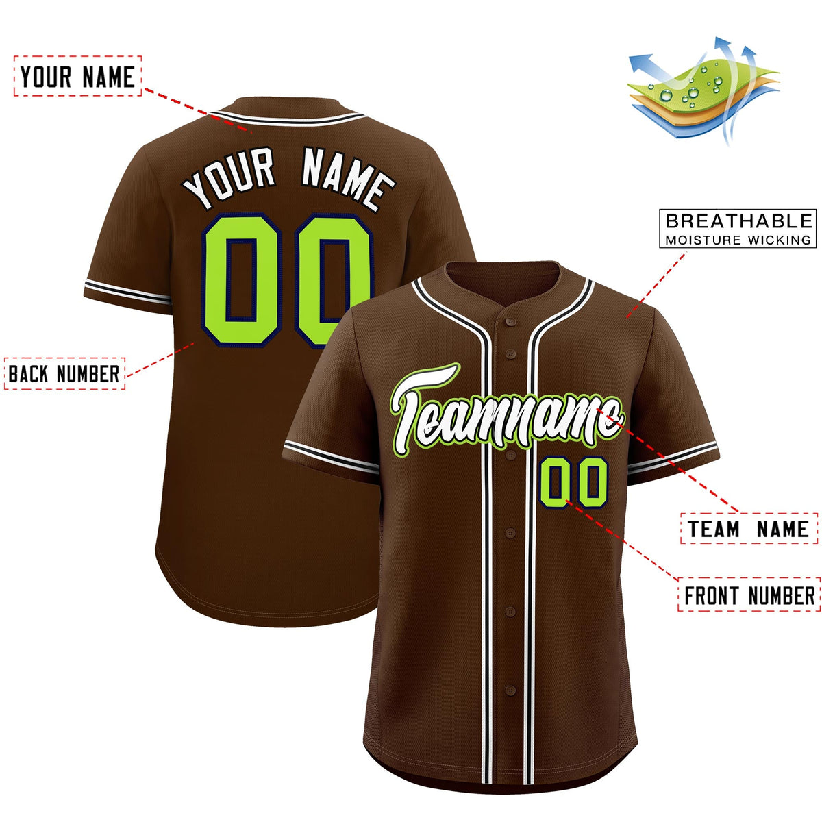 Custom Brown Classic Style Stitched Sports Uniform Personalized For Teams Lightweight Baseball Jersey| KXKSHOP