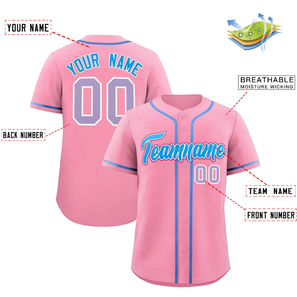 Custom Light Pink Classic Style Stitched Sports Uniform Personalized For Teams Quick Dry Baseball Jersey| KXKSHOP