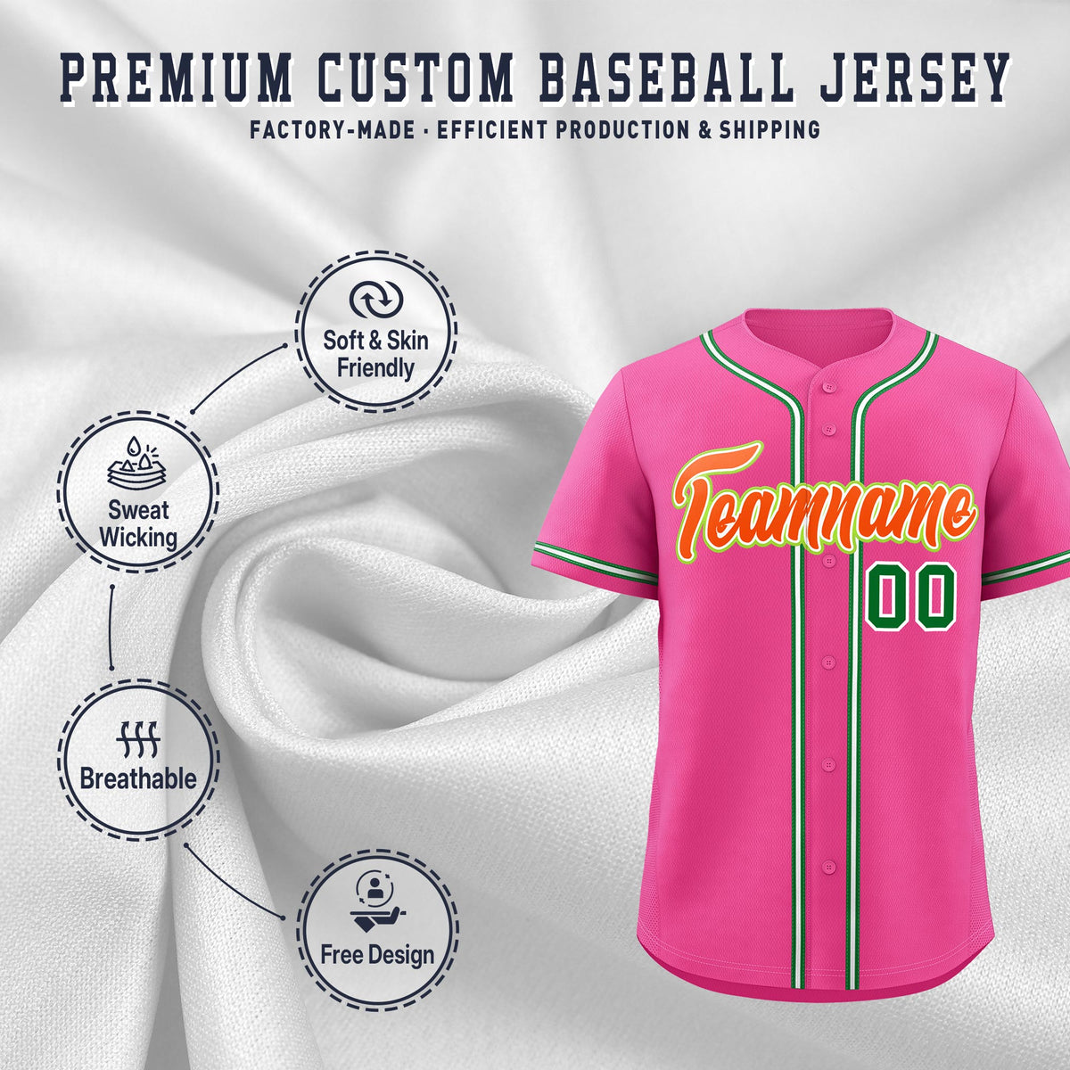 Custom Pink Classic Style Stitched Sports Uniform Personalized For Teams Lightweight Baseball Jersey| KXKSHOP