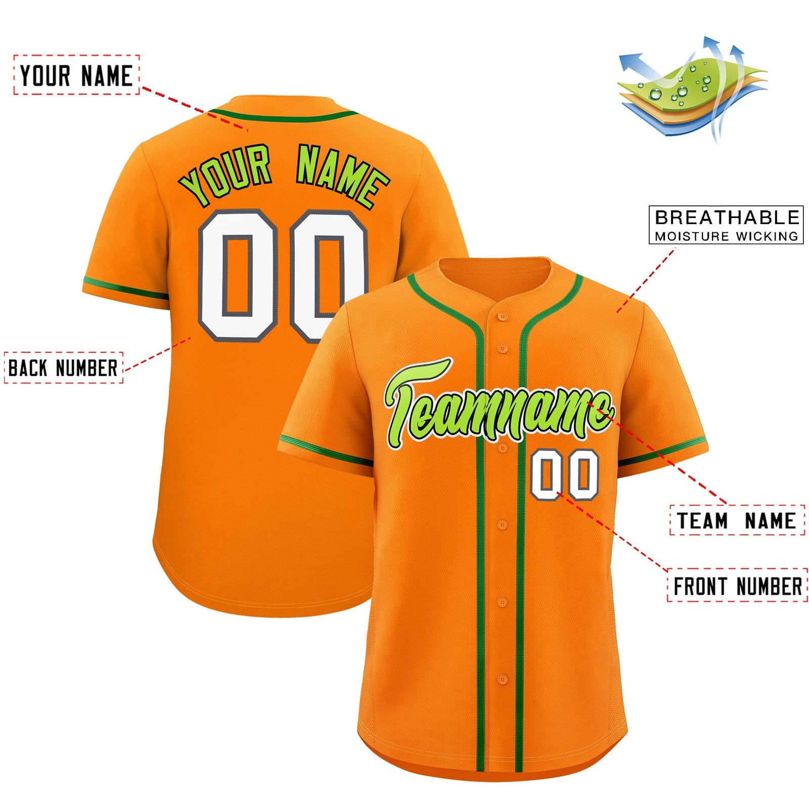 Custom Orange Classic Style Stitched Sports Uniform Personalized For Teams Lightweight Baseball Jersey| KXKSHOP