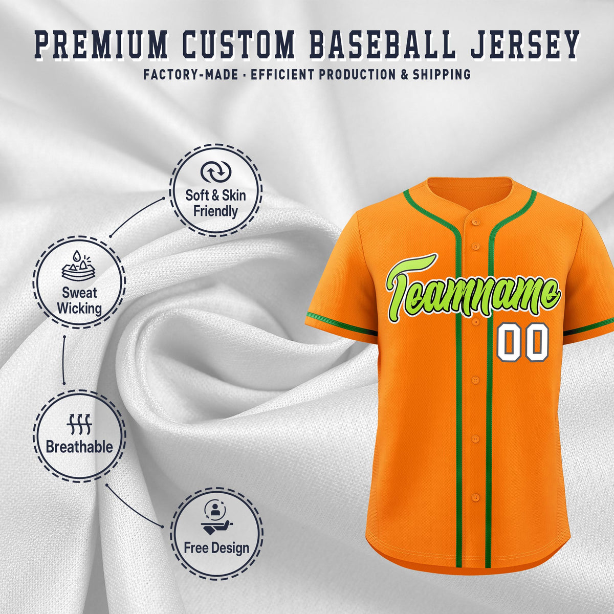 Custom Orange Classic Style Stitched Sports Uniform Personalized For Teams Lightweight Baseball Jersey| KXKSHOP