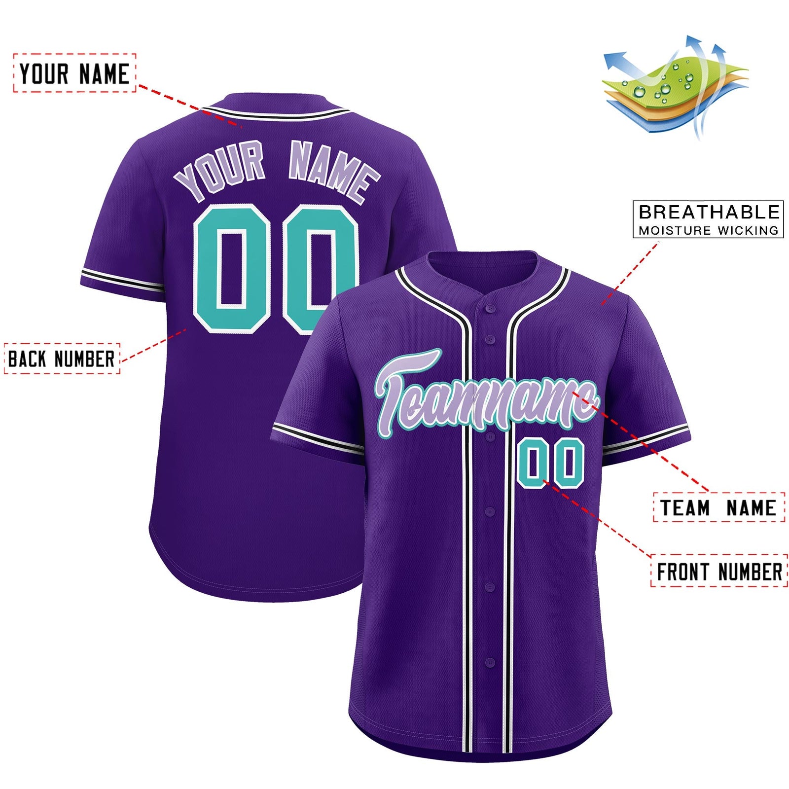 Custom Purple Classic Style Stitched Sports Uniform Personalized For Teams Lightweight Baseball Jersey| KXKSHOP