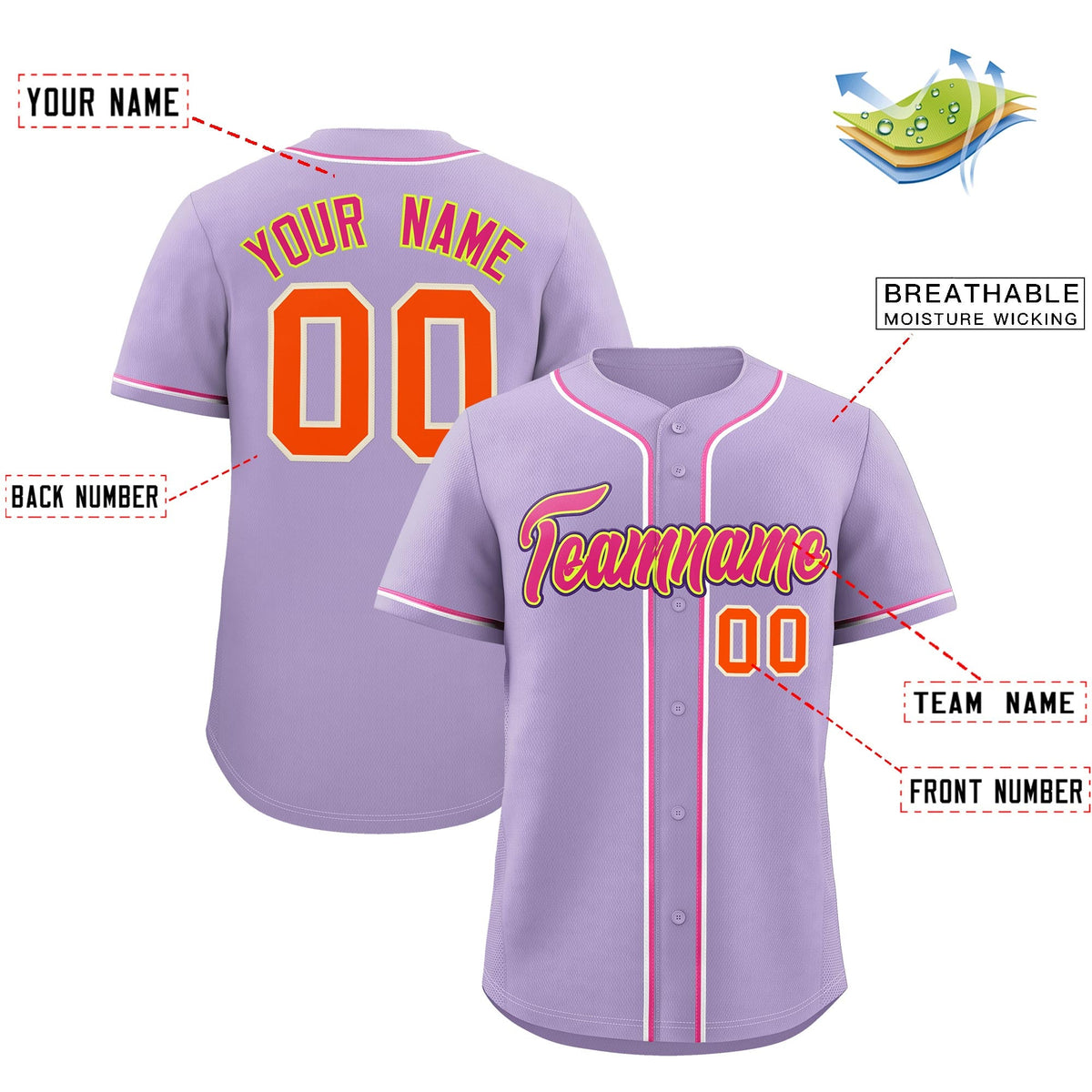 Custom Light Purple Classic Style Stitched Sports Uniform Personalized For Teams Lightweight Baseball Jersey| KXKSHOP