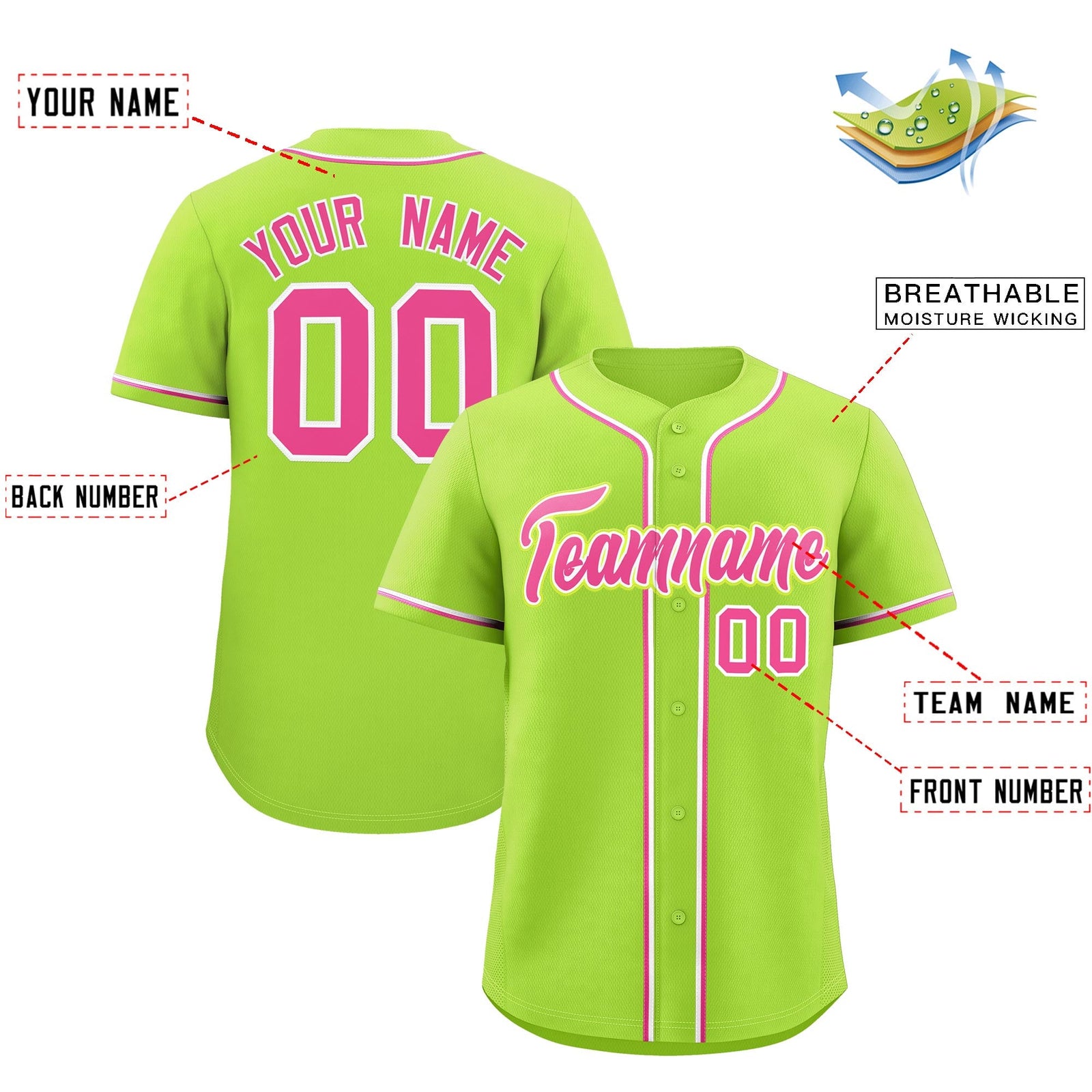 Custom Neon Green Classic Style Stitched Sports Uniform Personalized For Teams Quick Dry Baseball Jersey| KXKSHOP