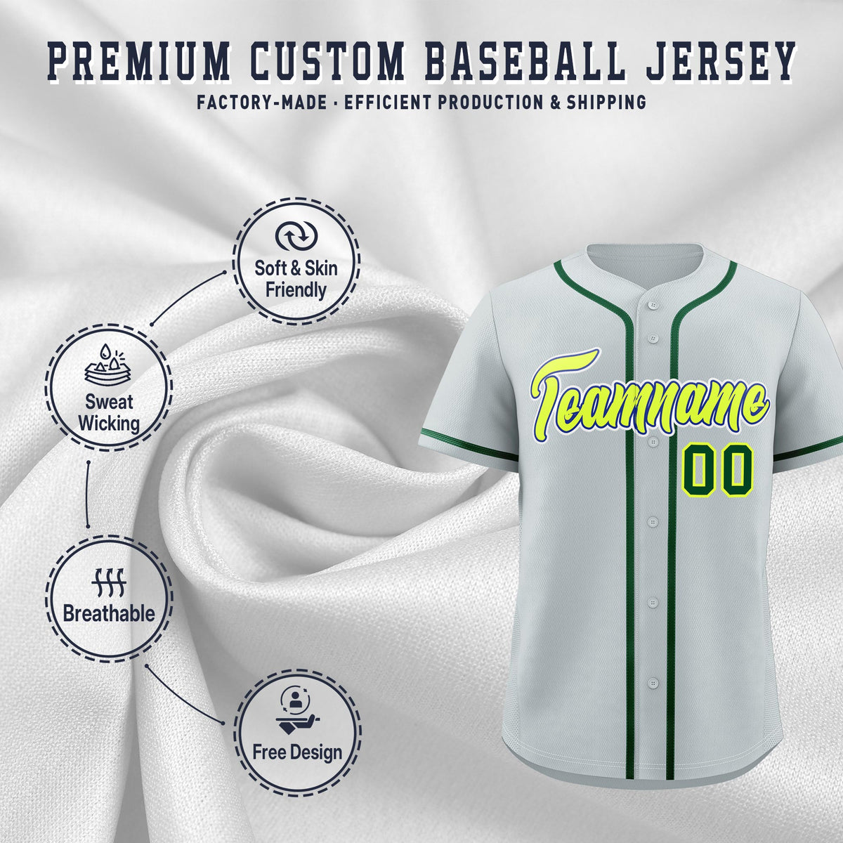 Custom Silver Classic Style Stitched Sports Uniform Personalized For Teams Lightweight Baseball Jersey| KXKSHOP
