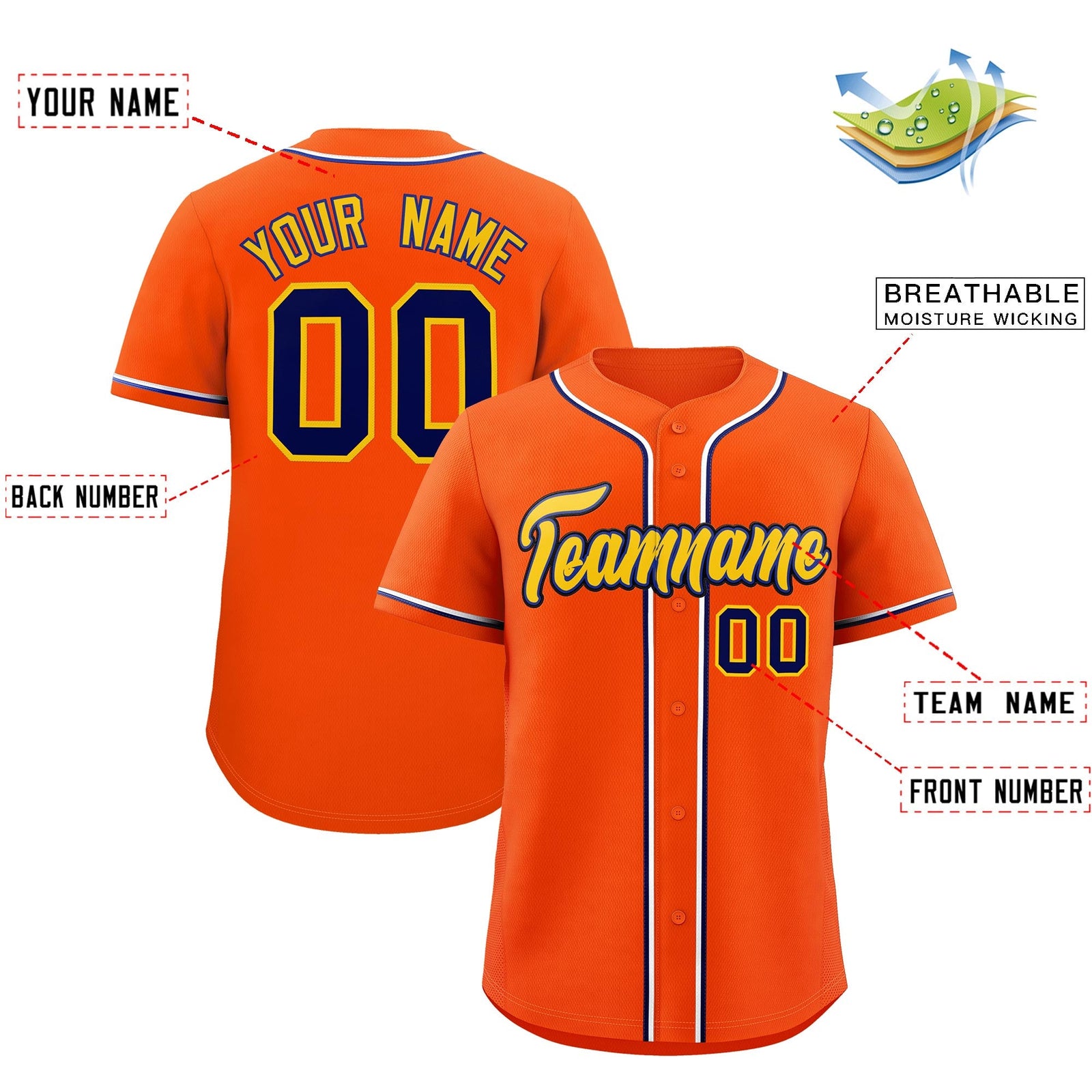 Custom Orange Classic Style Stitched Sports Uniform Personalized For Teams Quick Dry Baseball Jersey| KXKSHOP