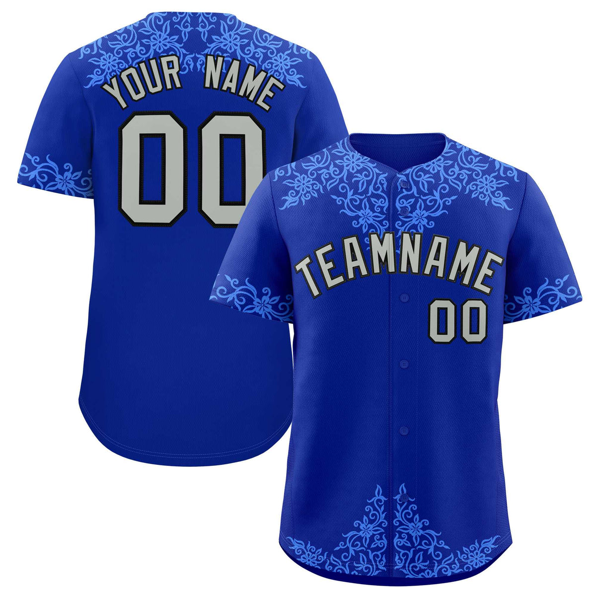 Custom Royal Powder Blue Baroque Style Personalized Baseball Jersey
