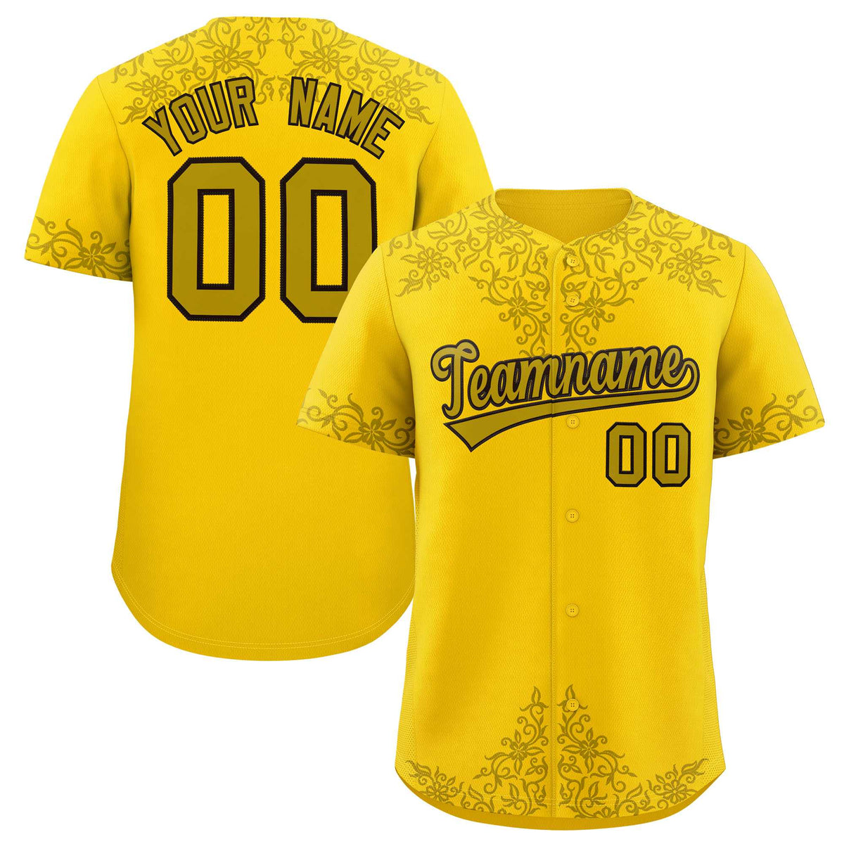 Custom Gold Old Gold Baroque Style Personalized Baseball Jersey