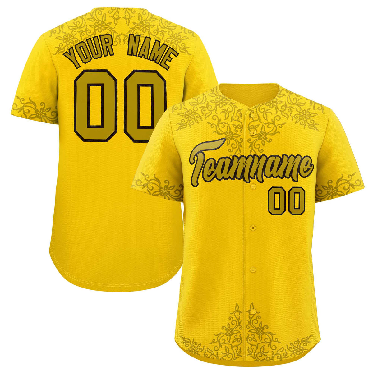 Custom Gold Old Gold Baroque Style Personalized Baseball Jersey