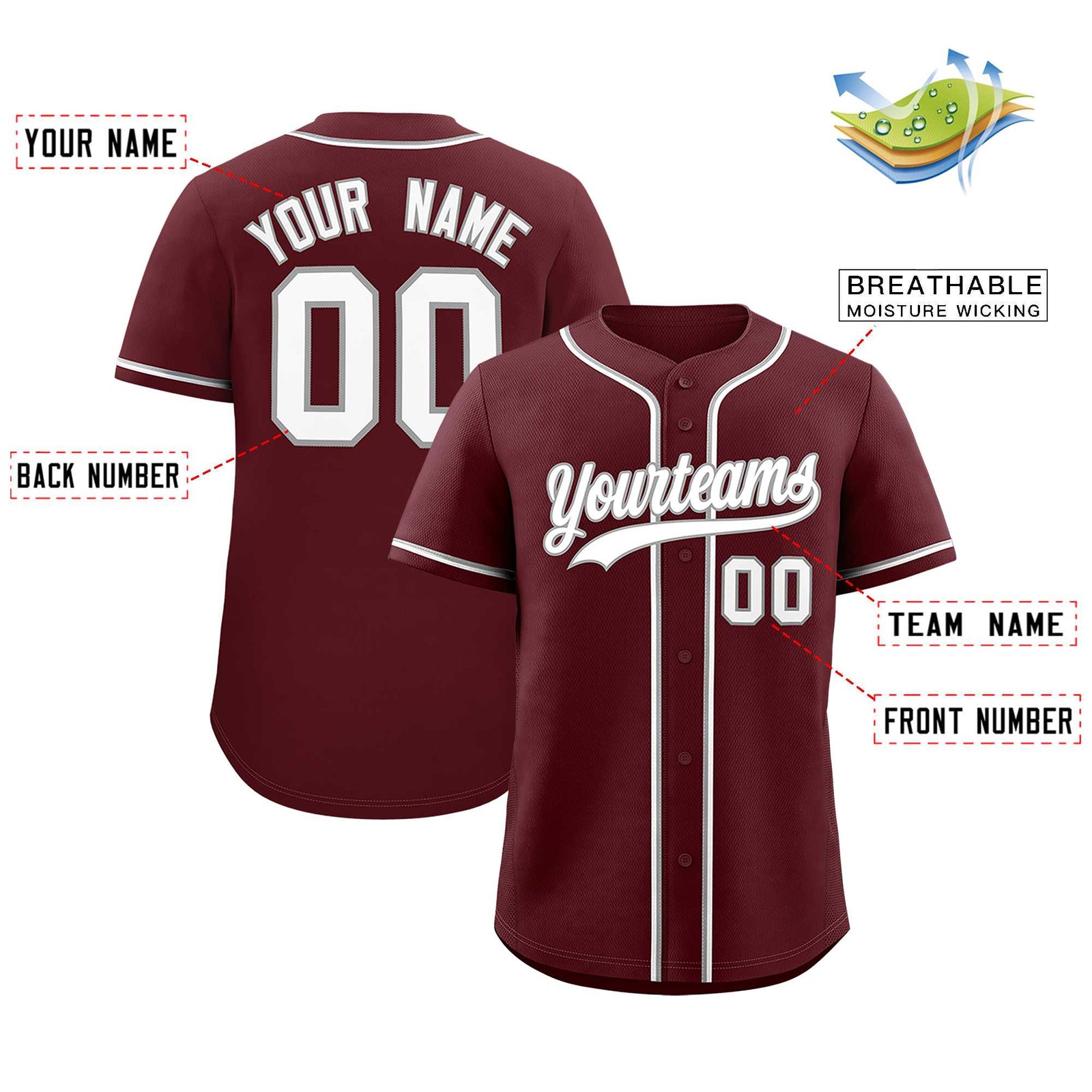 Custom Burgundy Classic Style Authentic Baseball Jersey