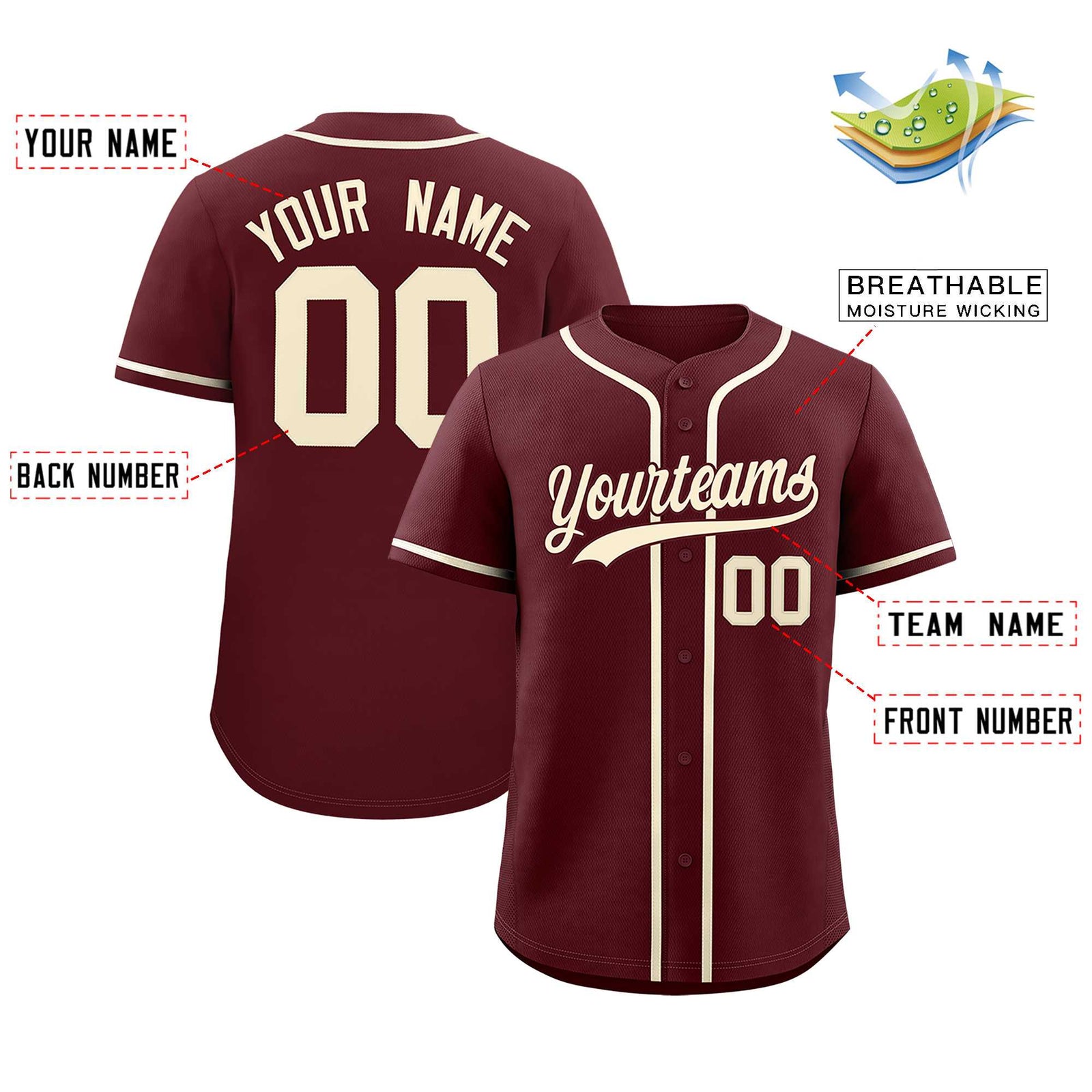 Custom Burgundy Classic Style Authentic Baseball Jersey