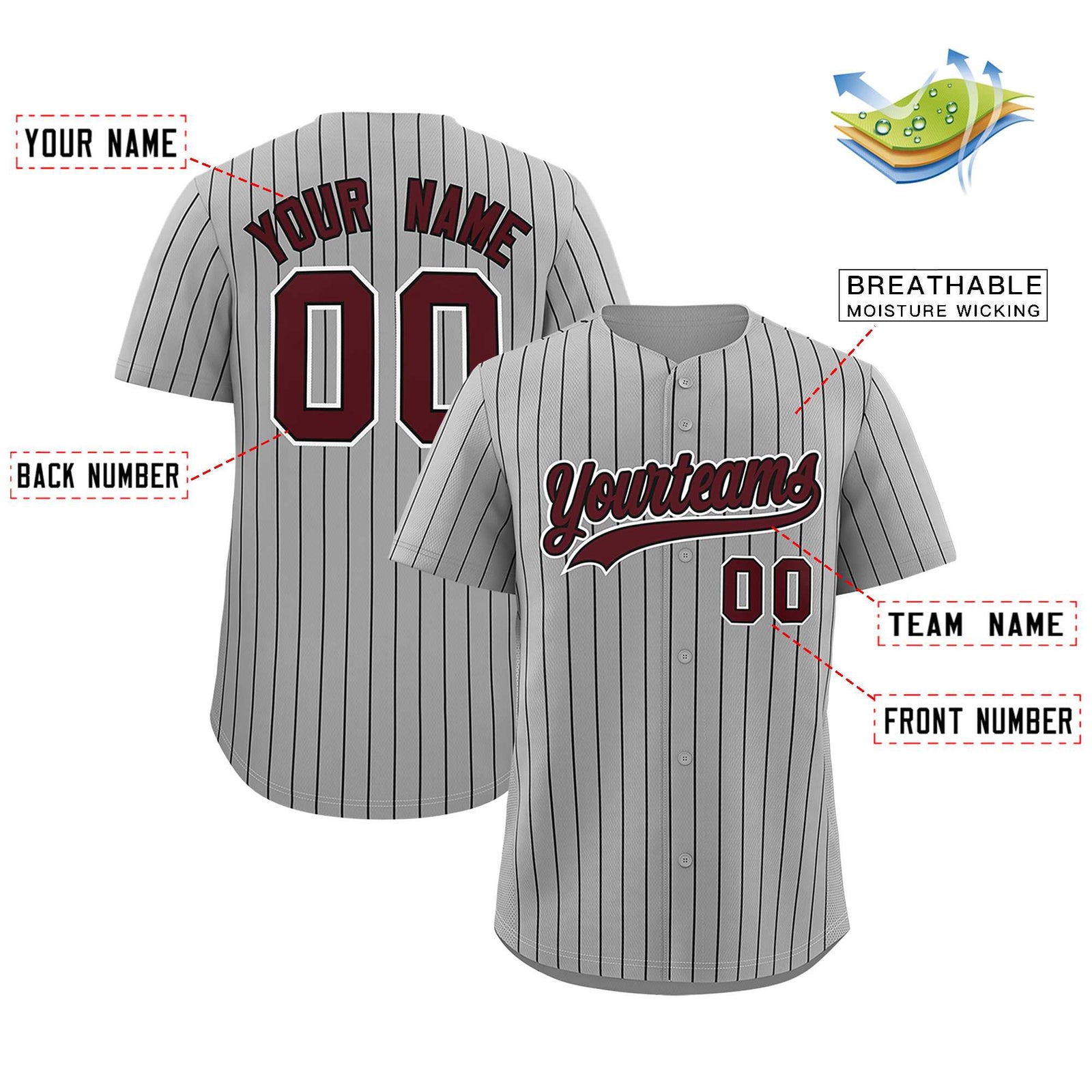 Custom Gray Black Stripe Fashion Authentic Baseball Jersey