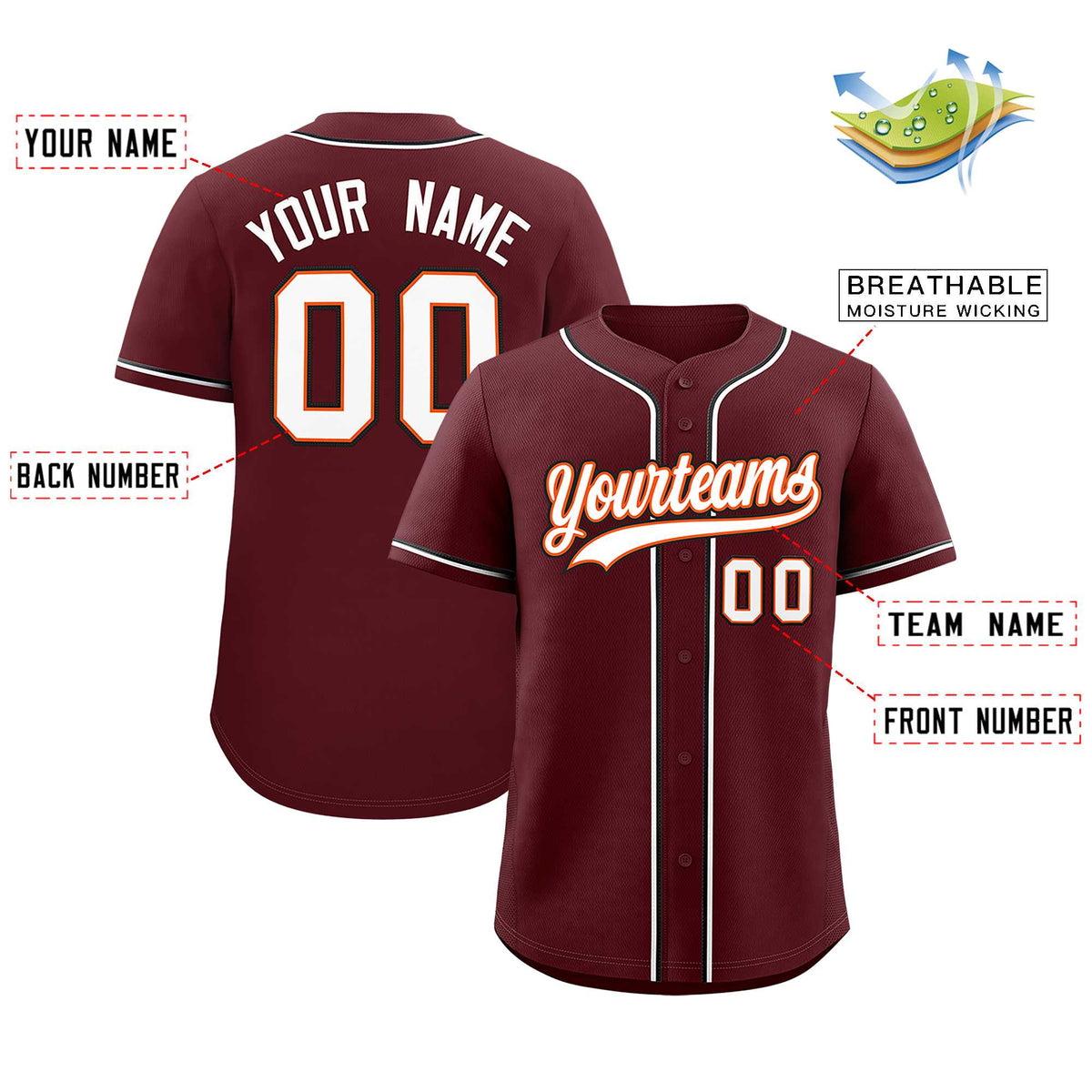 Custom Burgundy Classic Style Authentic Baseball Jersey