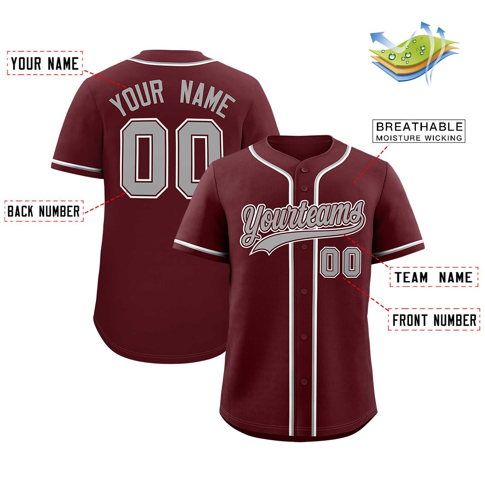 Custom Burgundy Classic Style Authentic Baseball Jersey