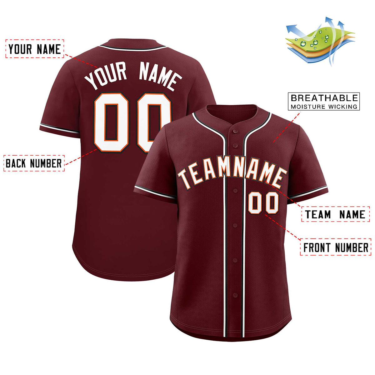 Custom Burgundy Classic Style Authentic Baseball Jersey