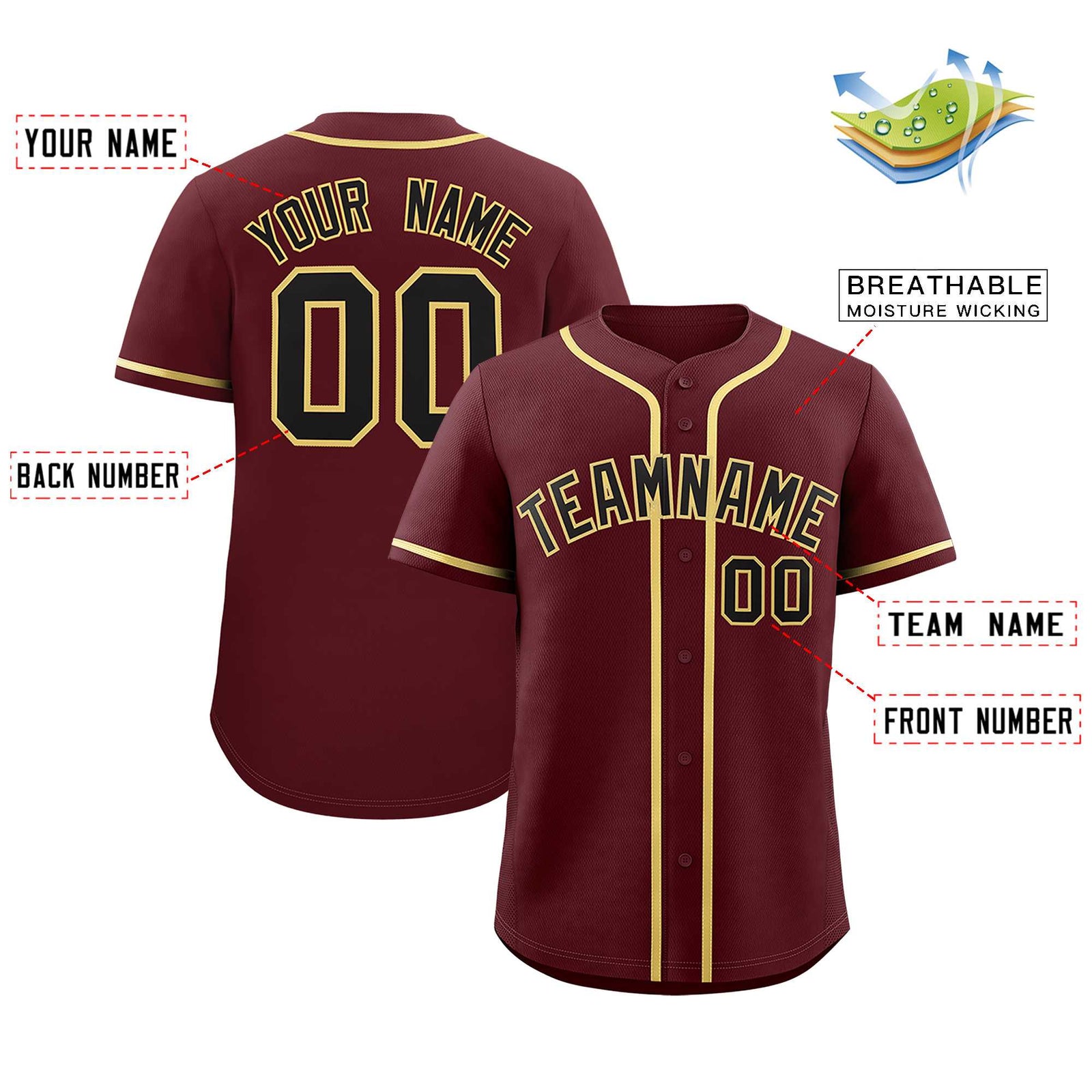Custom Burgundy Classic Style Authentic Baseball Jersey