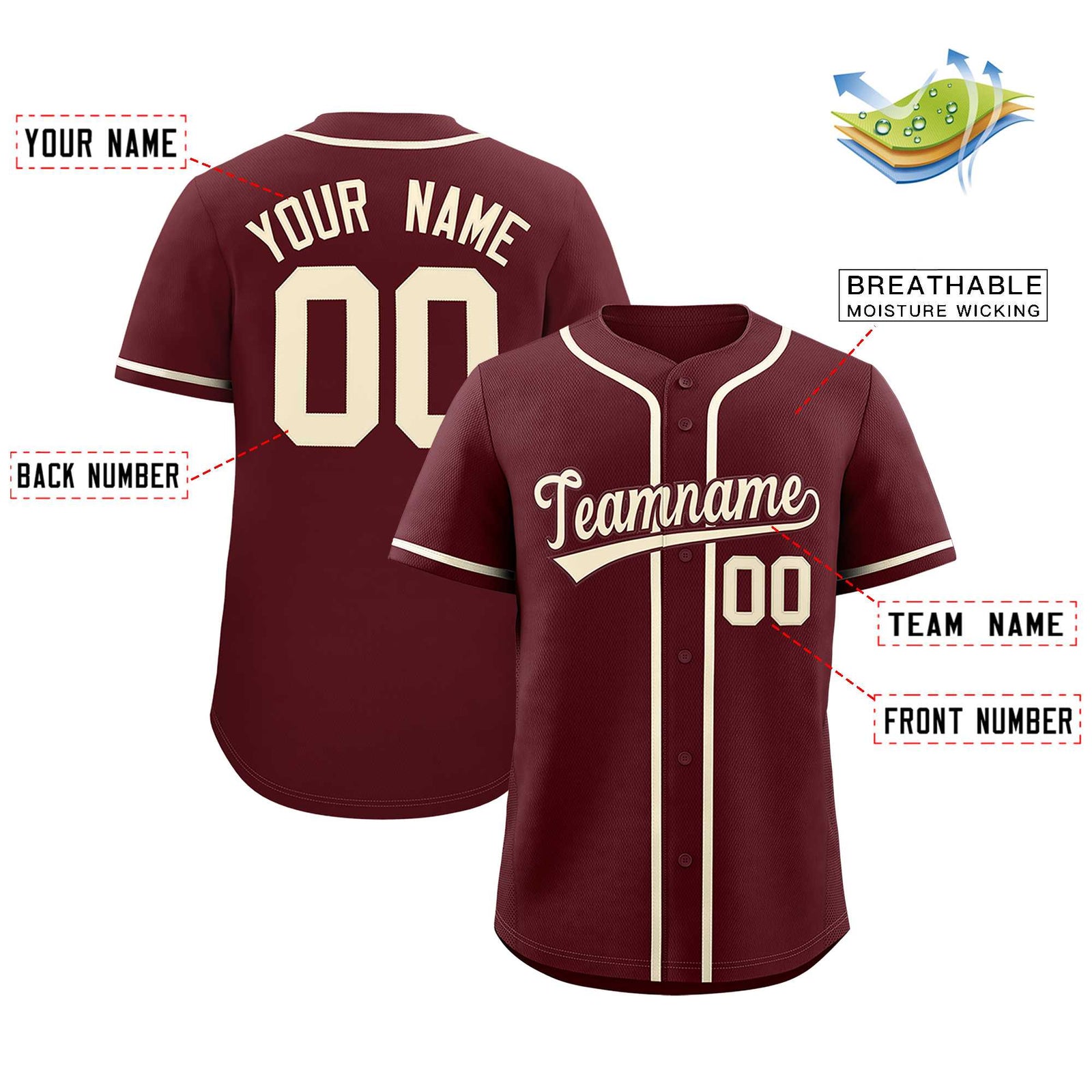 Custom Burgundy Classic Style Authentic Baseball Jersey