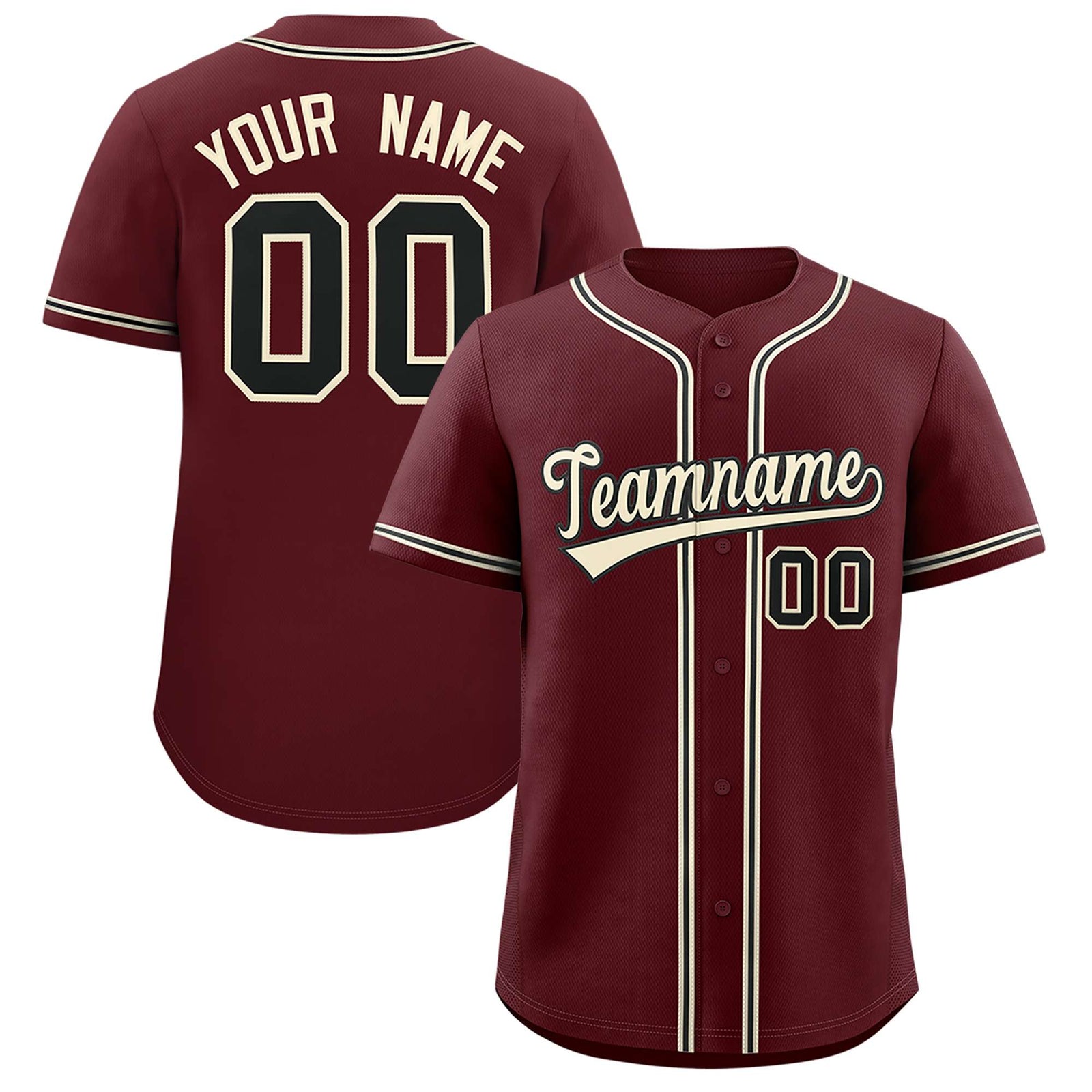 Custom Burgundy Classic Style Authentic Baseball Jersey