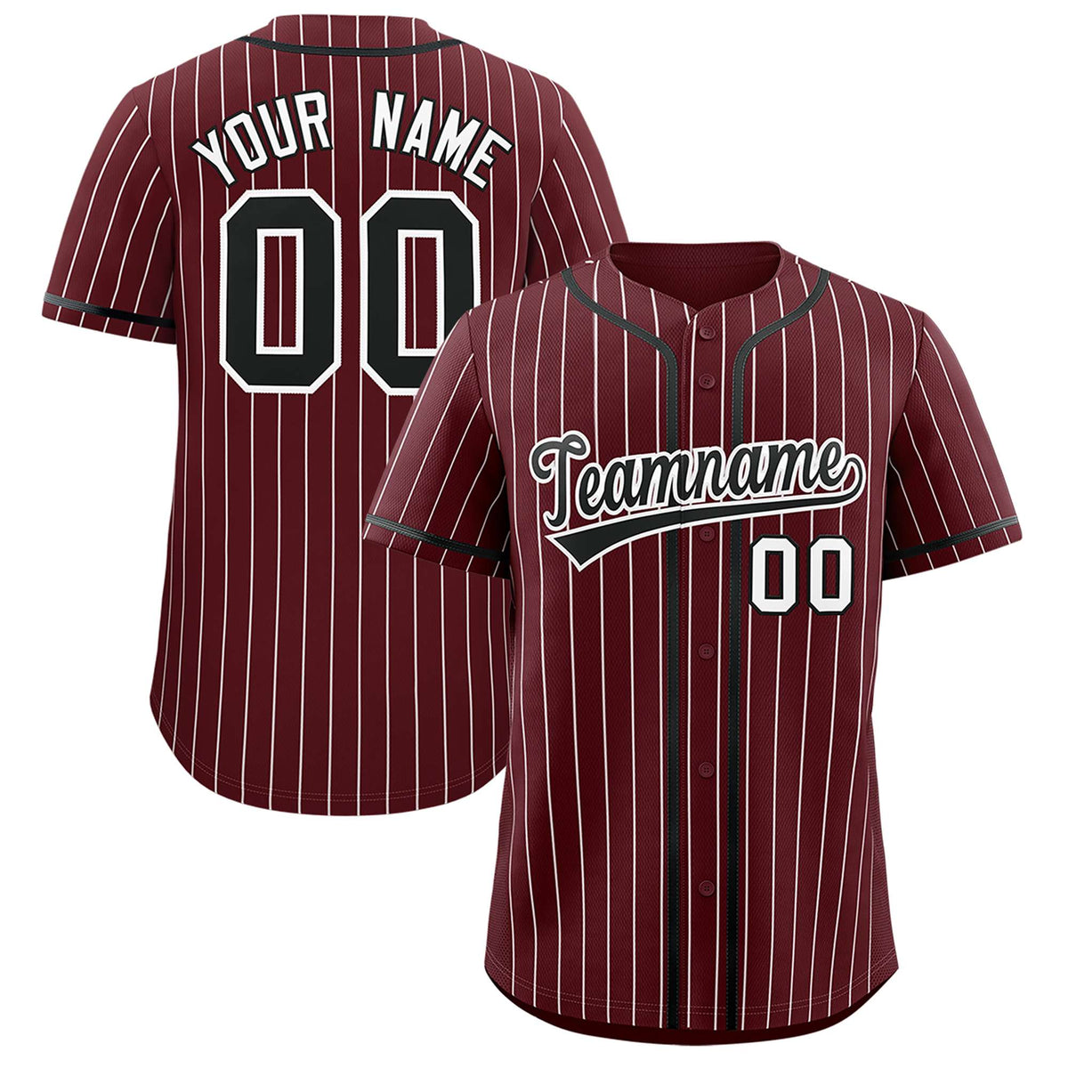 Custom Burgundy White Stripe Fashion Authentic Baseball Jersey