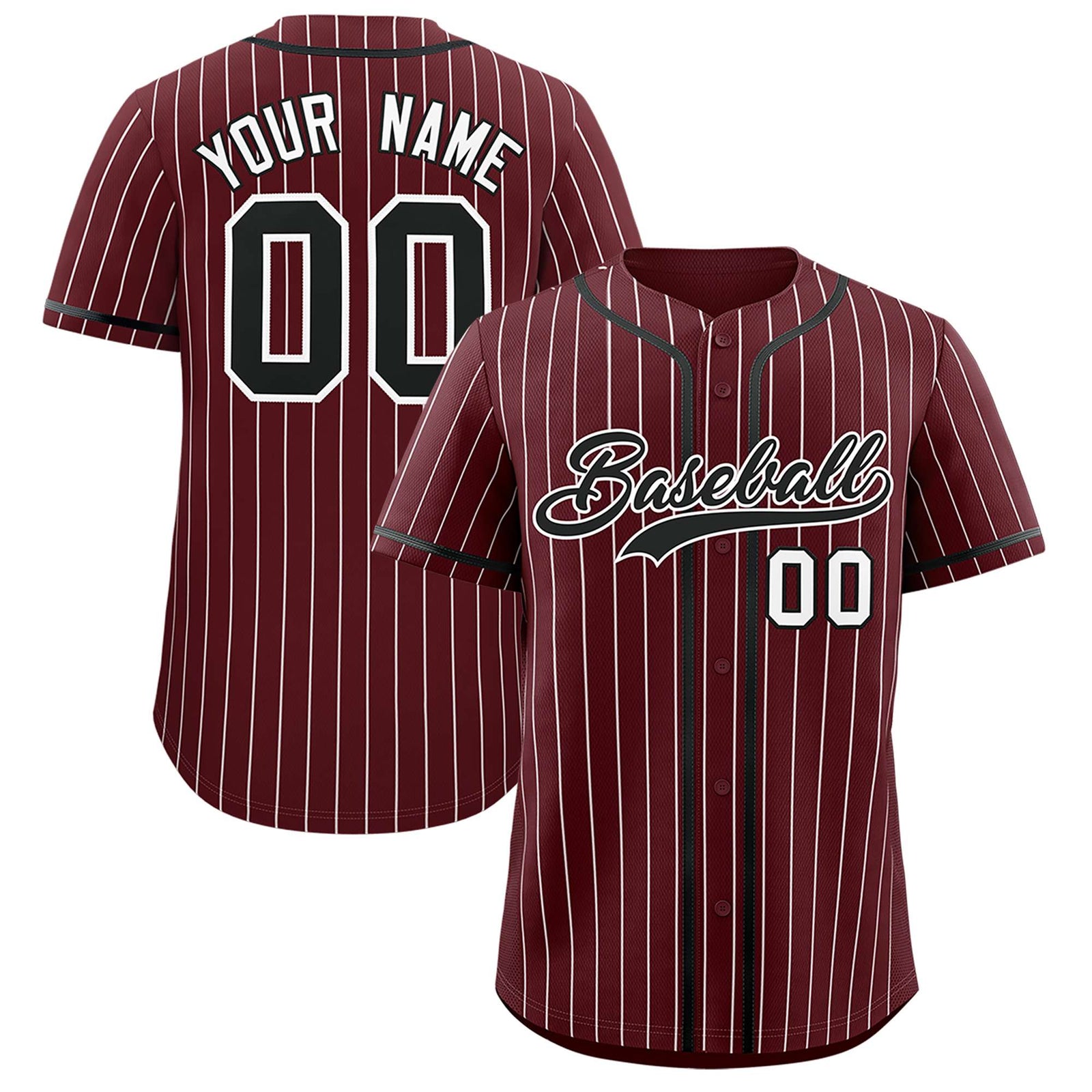 Custom Burgundy White Stripe Fashion Authentic Baseball Jersey