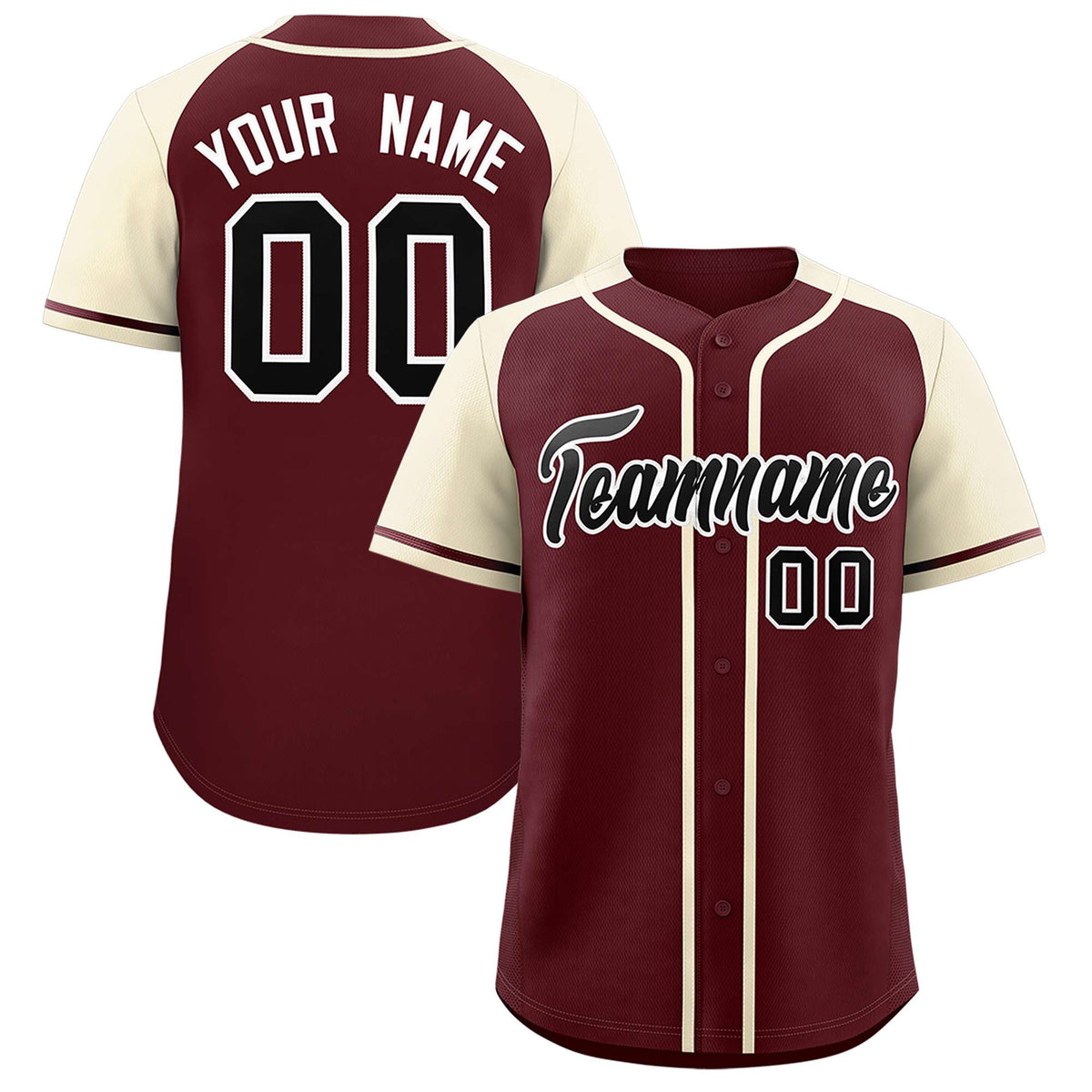 Custom Burgundy Cream Raglan Sleeves Authentic Baseball Jersey