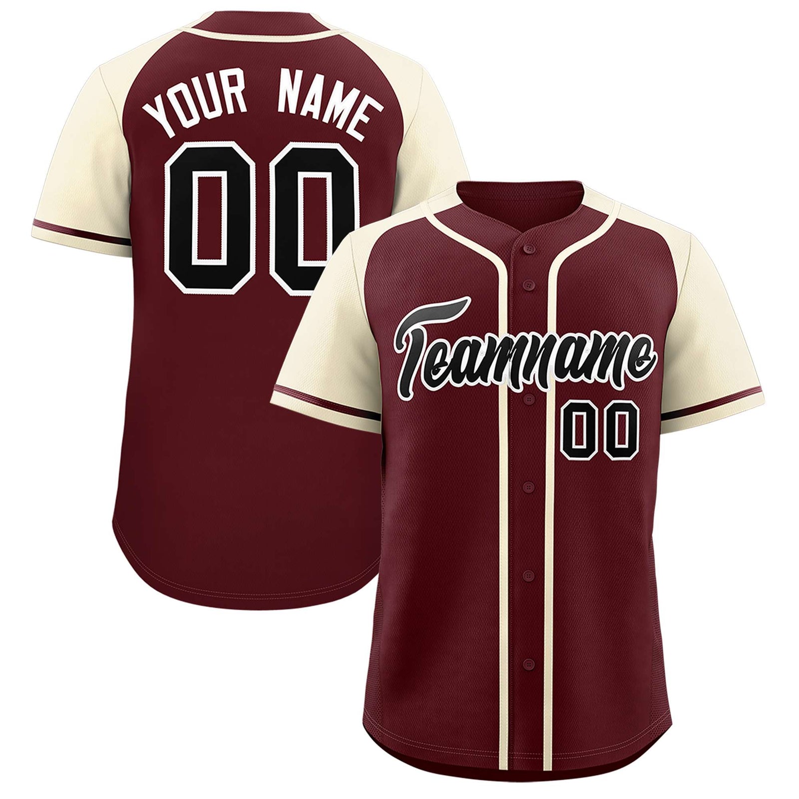 Custom Burgundy Cream Raglan Sleeves Authentic Baseball Jersey