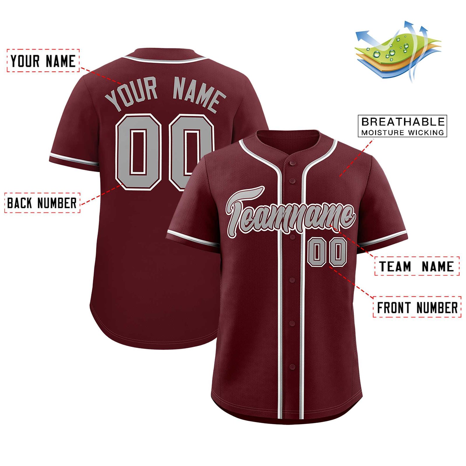 Custom Burgundy Classic Style Authentic Baseball Jersey