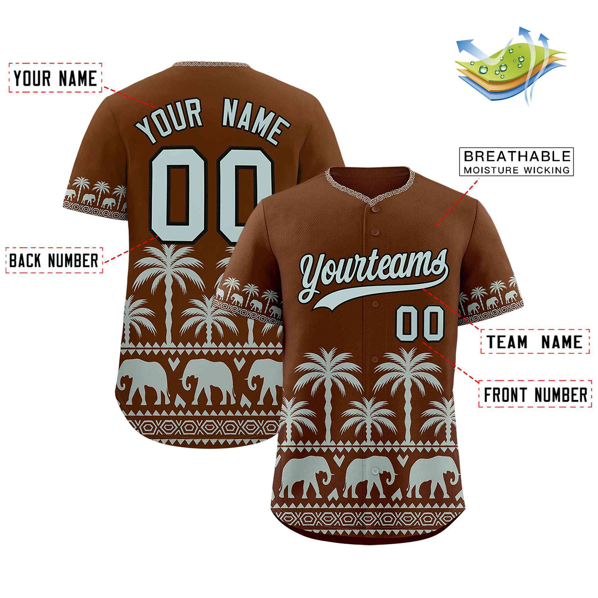 Custom Brown Silver-Gray Graffiti Pattern Personalized Bossinia Style Authentic Baseball Jersey