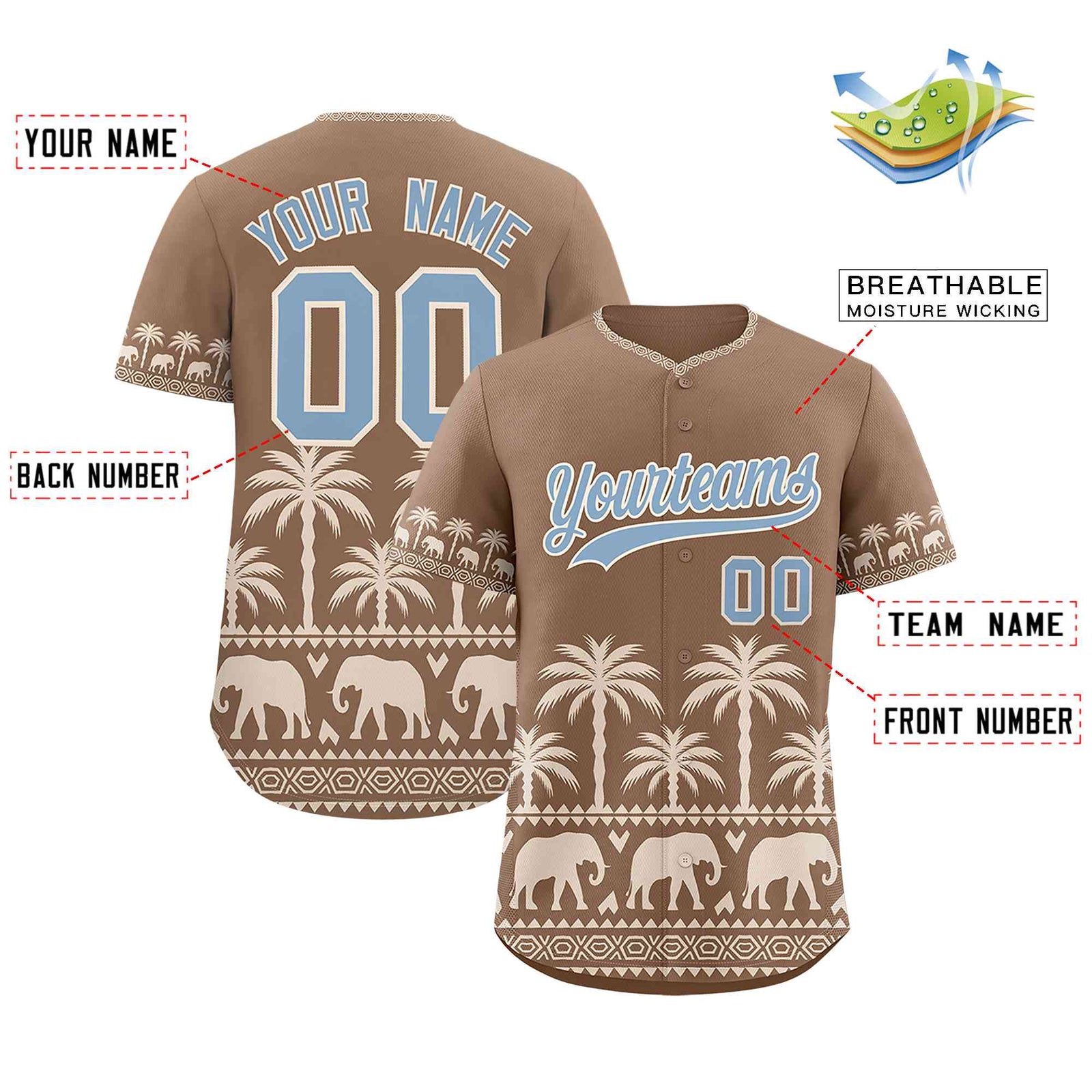 Custom Light Brown Cream Graffiti Pattern Personalized Bossinia Style Authentic Baseball Jersey