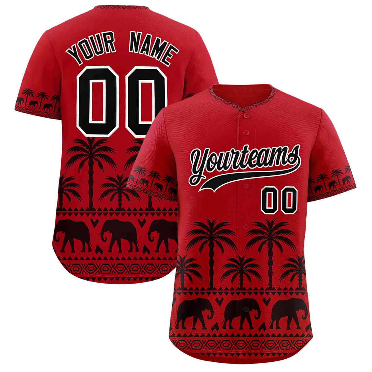 Custom Red Black Graffiti Pattern Personalized Bossinia Style Authentic Baseball Jersey