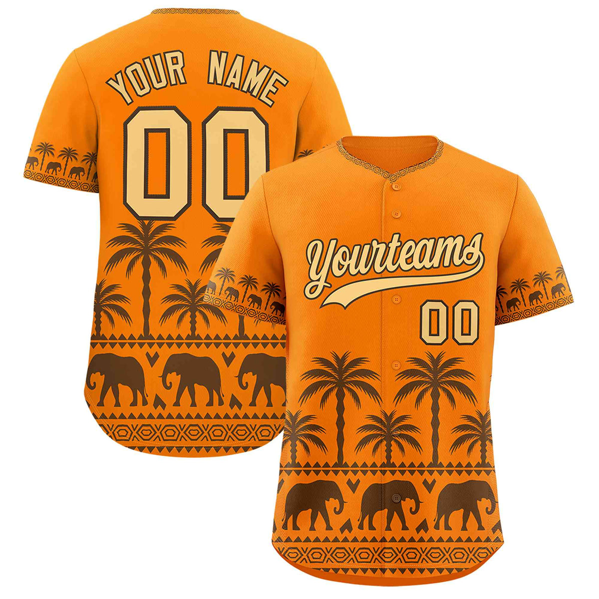 Custom Orange Light Brown Graffiti Pattern Personalized Bossinia Style Authentic Baseball Jersey