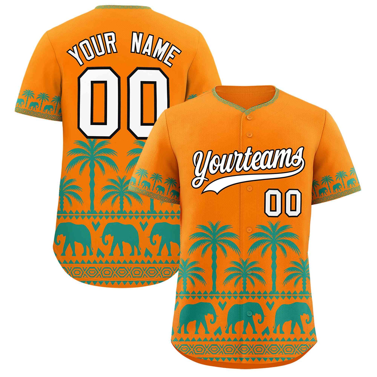 Custom Orange Bright Green Graffiti Pattern Personalized Bossinia Style Authentic Baseball Jersey