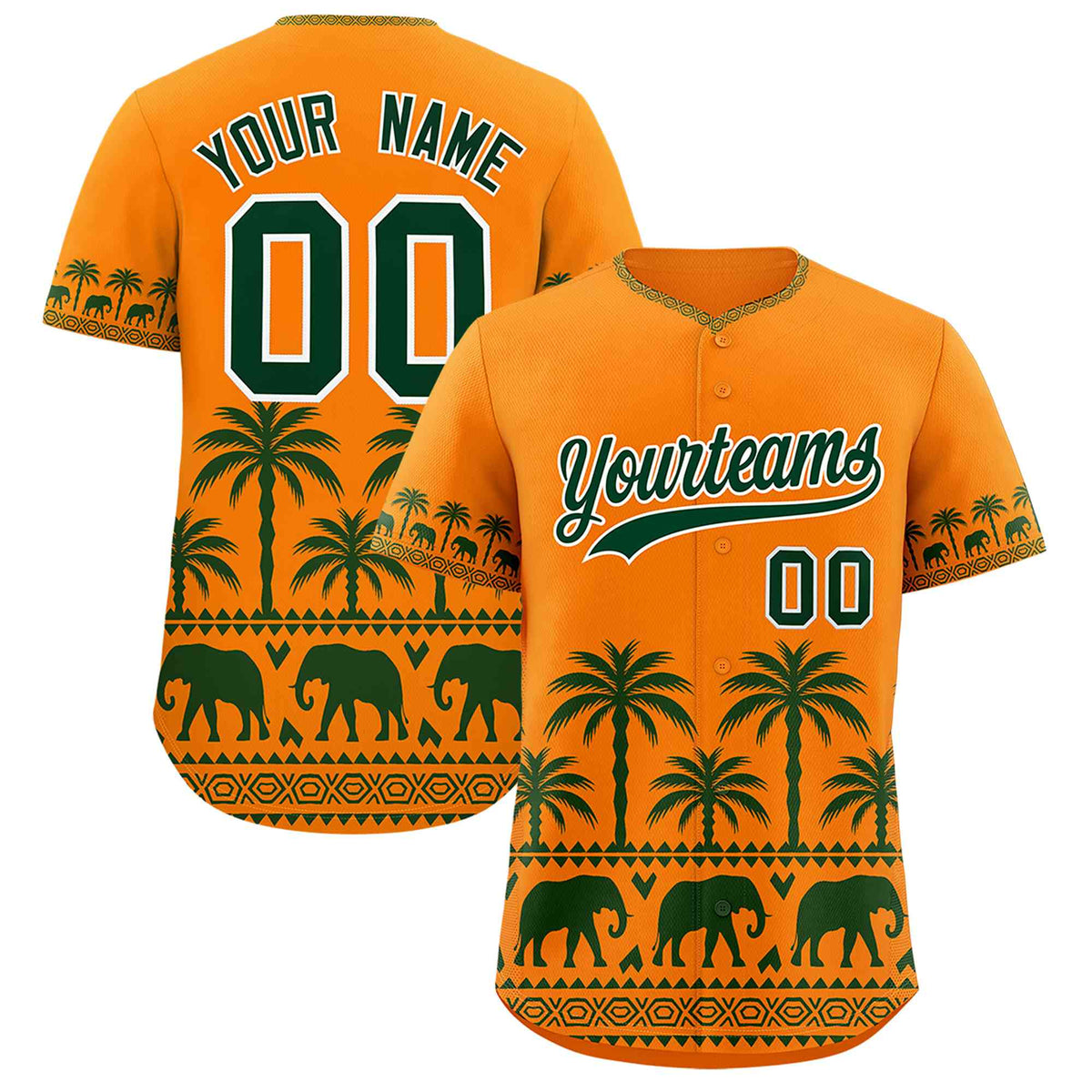 Custom Orange Green Graffiti Pattern Personalized Bossinia Style Authentic Baseball Jersey