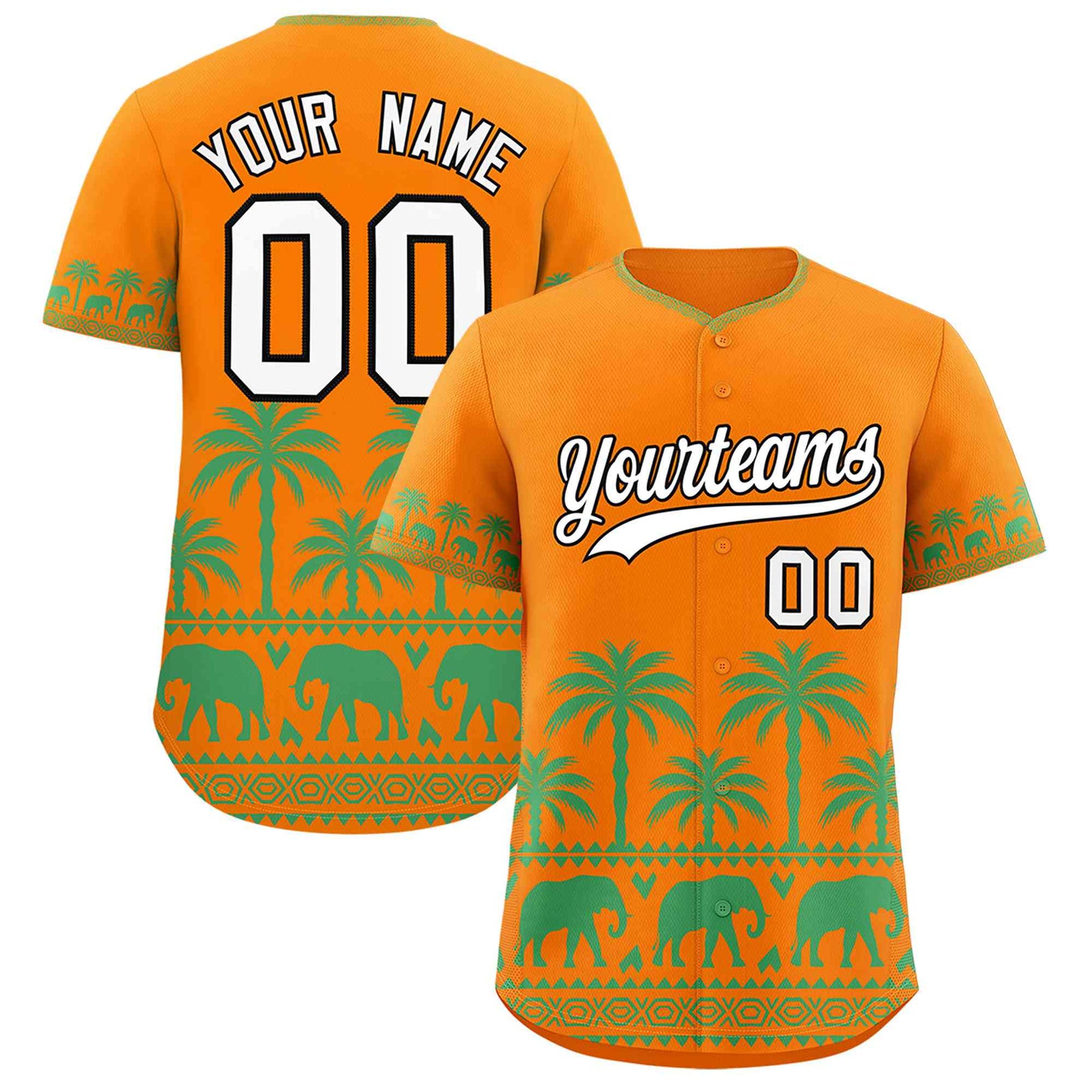 Custom Orange Green Graffiti Pattern Personalized Bossinia Style Authentic Baseball Jersey