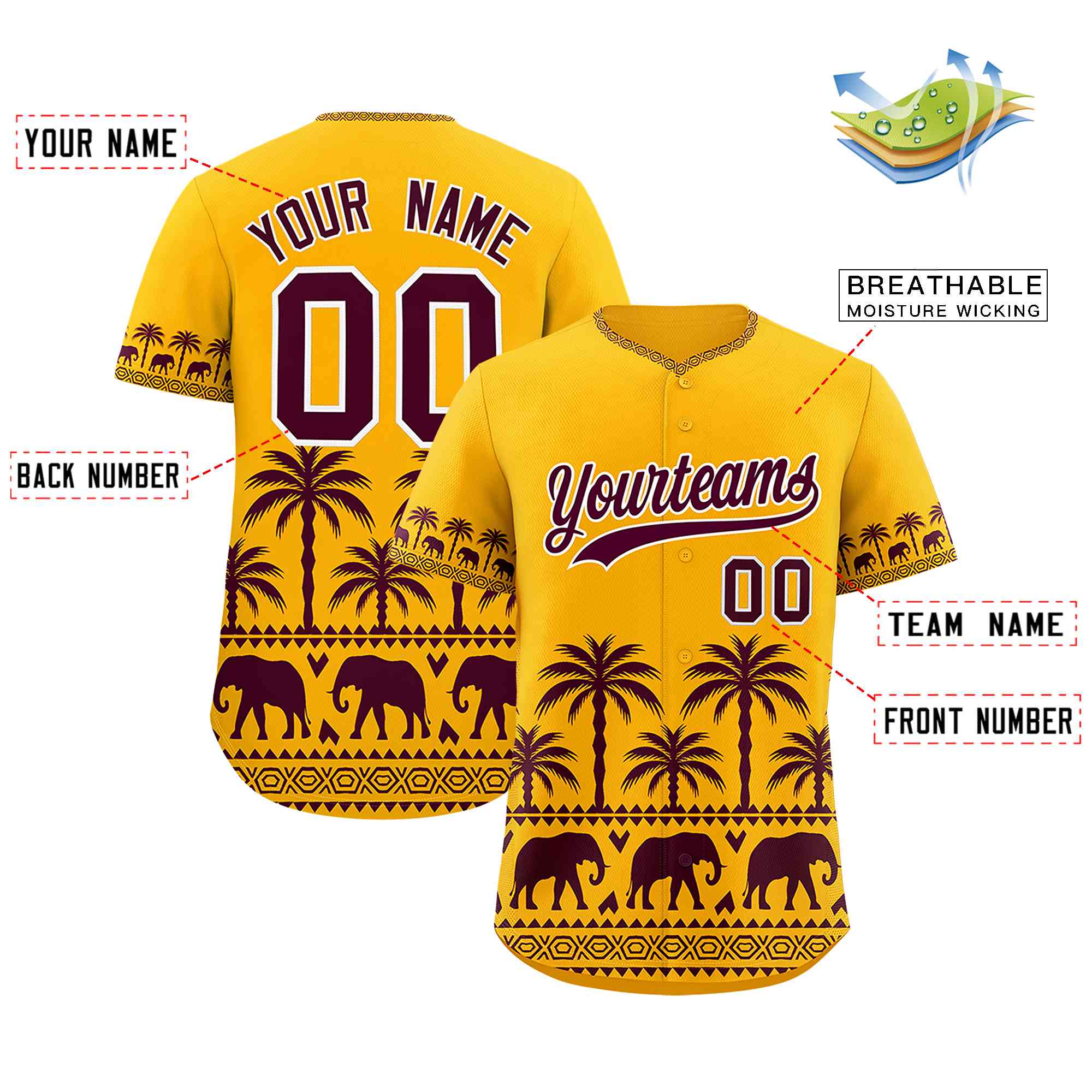 Custom Gold Crimson Graffiti Pattern Personalized Bossinia Style Authentic Baseball Jersey