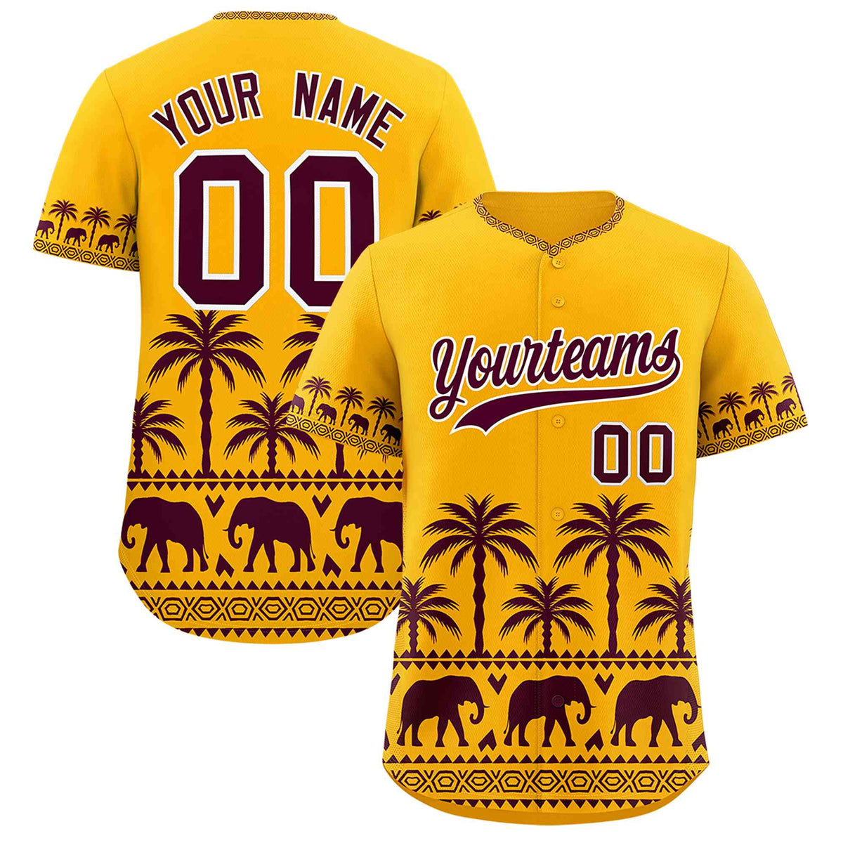Custom Gold Crimson Graffiti Pattern Personalized Bossinia Style Authentic Baseball Jersey