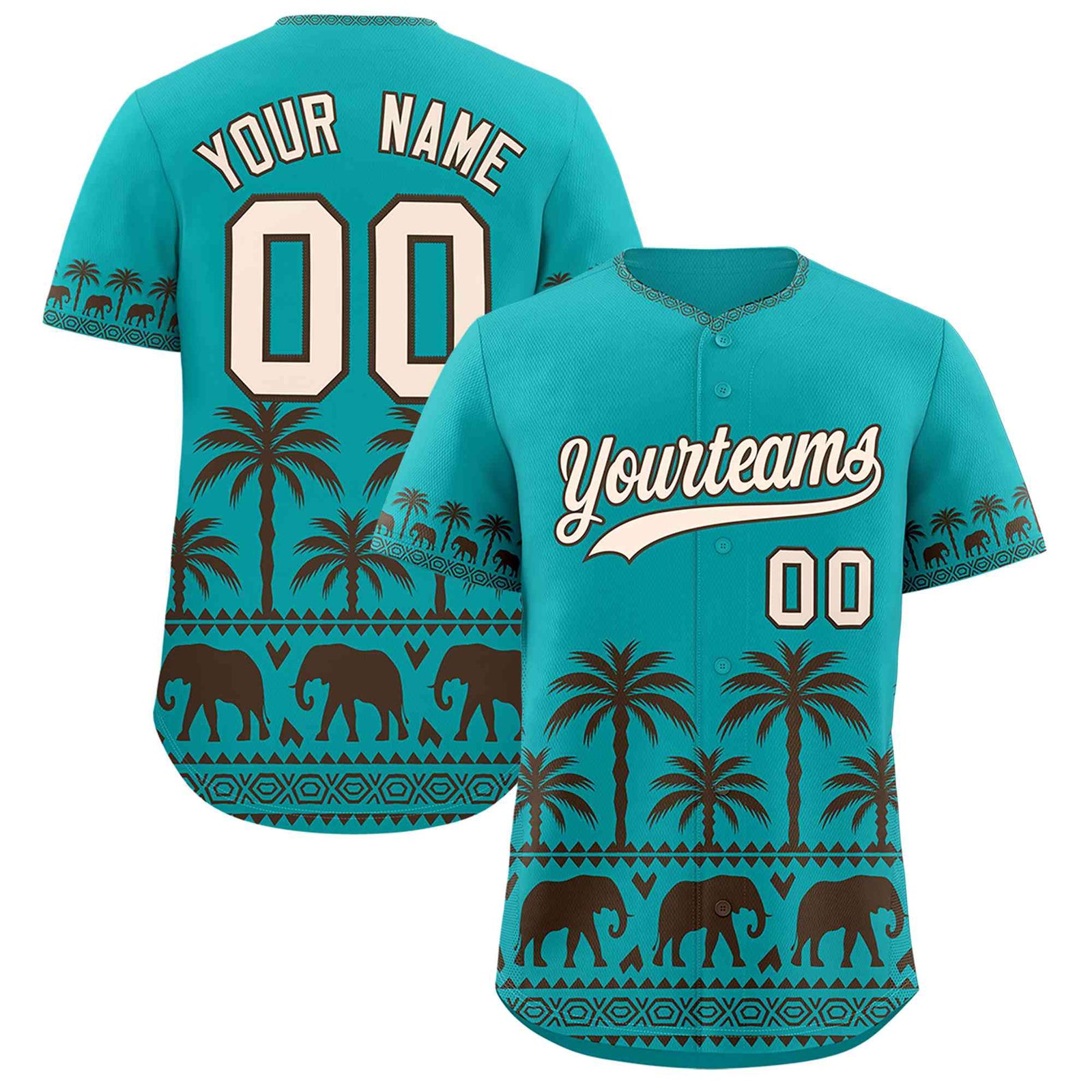 Custom Aqua Brown Graffiti Pattern Personalized Bossinia Style Authentic Baseball Jersey
