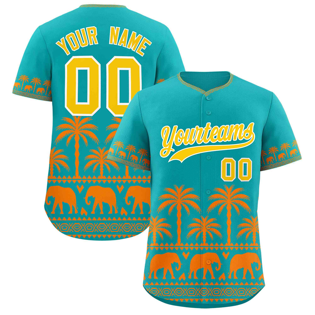 Custom Aqua Orange Graffiti Pattern Personalized Bossinia Style Authentic Baseball Jersey