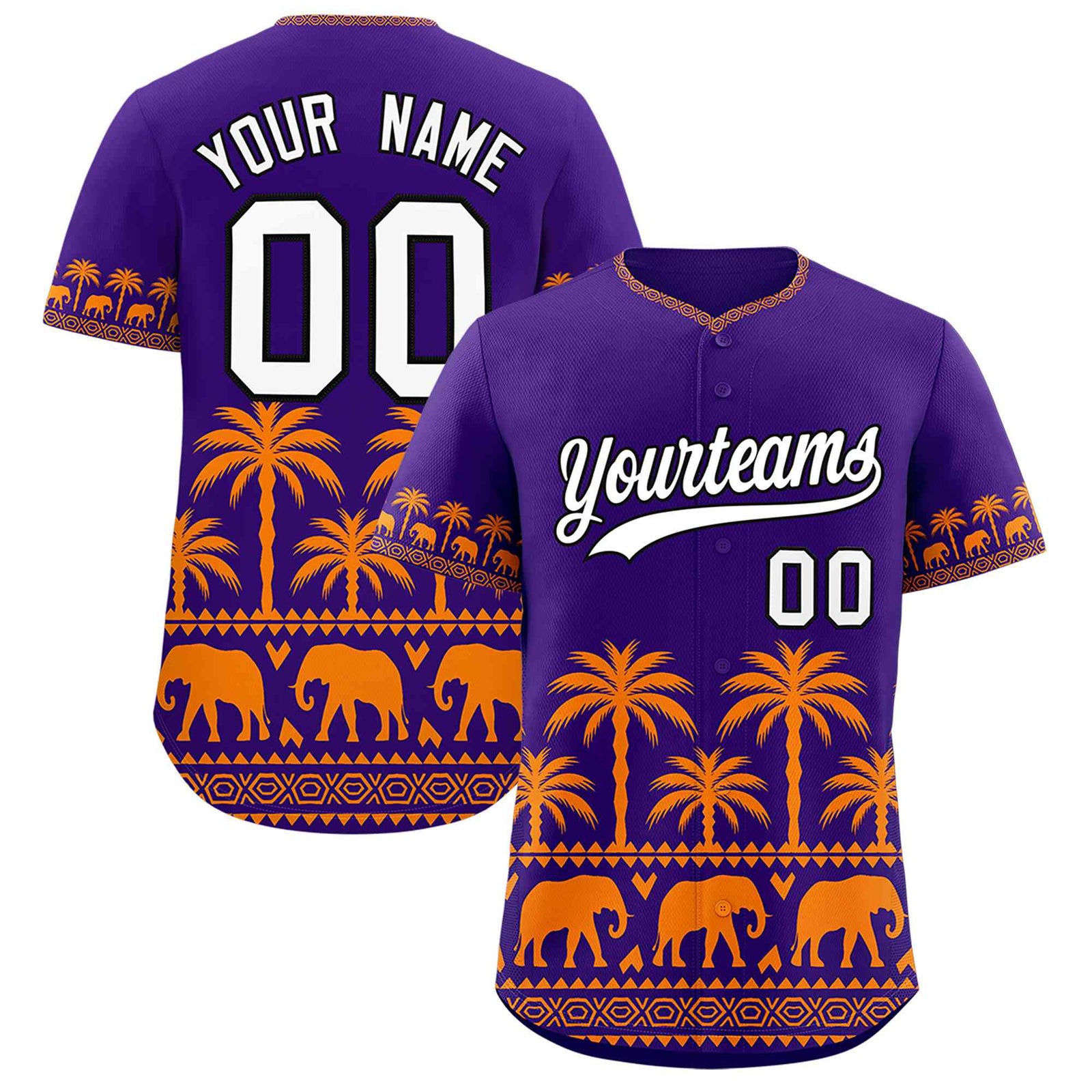 Custom Purple Orange Graffiti Pattern Personalized Bossinia Style Authentic Baseball Jersey