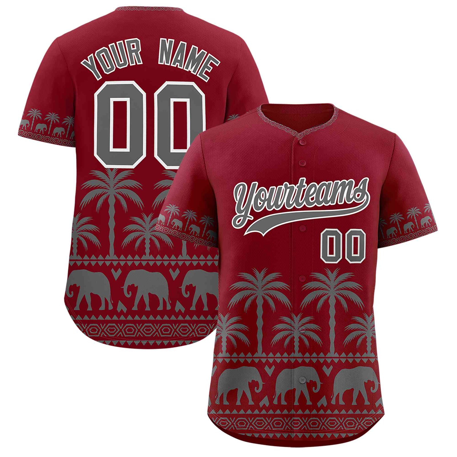 Custom Crimson Gray Graffiti Pattern Personalized Bossinia Style Authentic Baseball Jersey