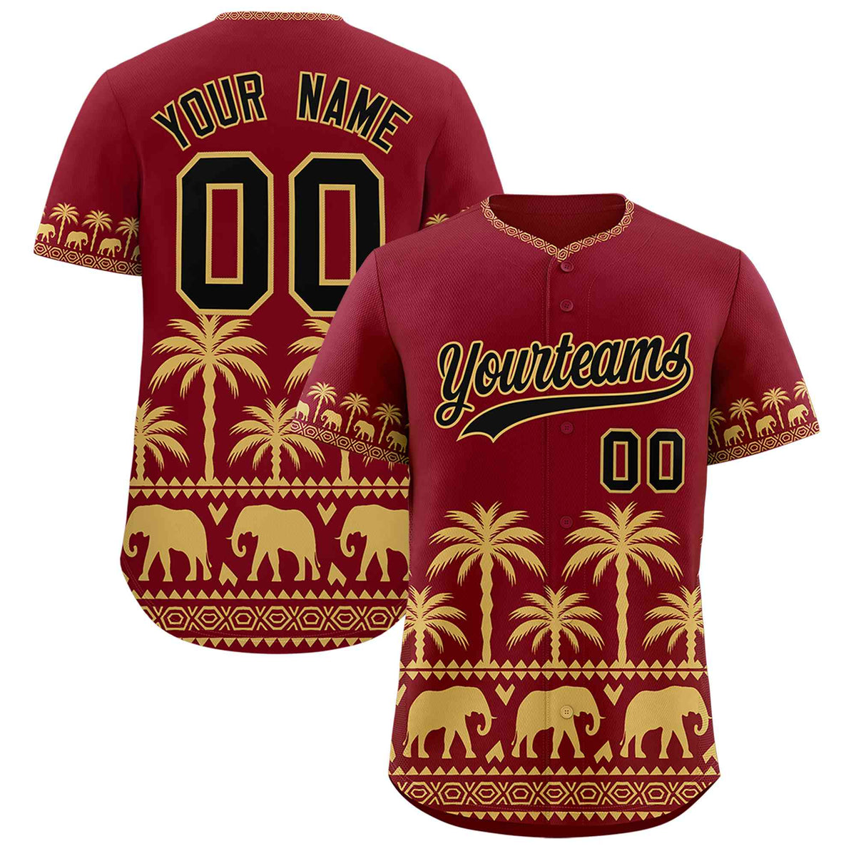 Custom Crimson Old Gold Graffiti Pattern Personalized Bossinia Style Authentic Baseball Jersey